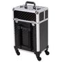 Voir la diapositive 4 : HOMCOM Valise trolley maquillage mallette cosmétique vanity poignée télescopique réglable 34L x 25l x 62H cm alu.