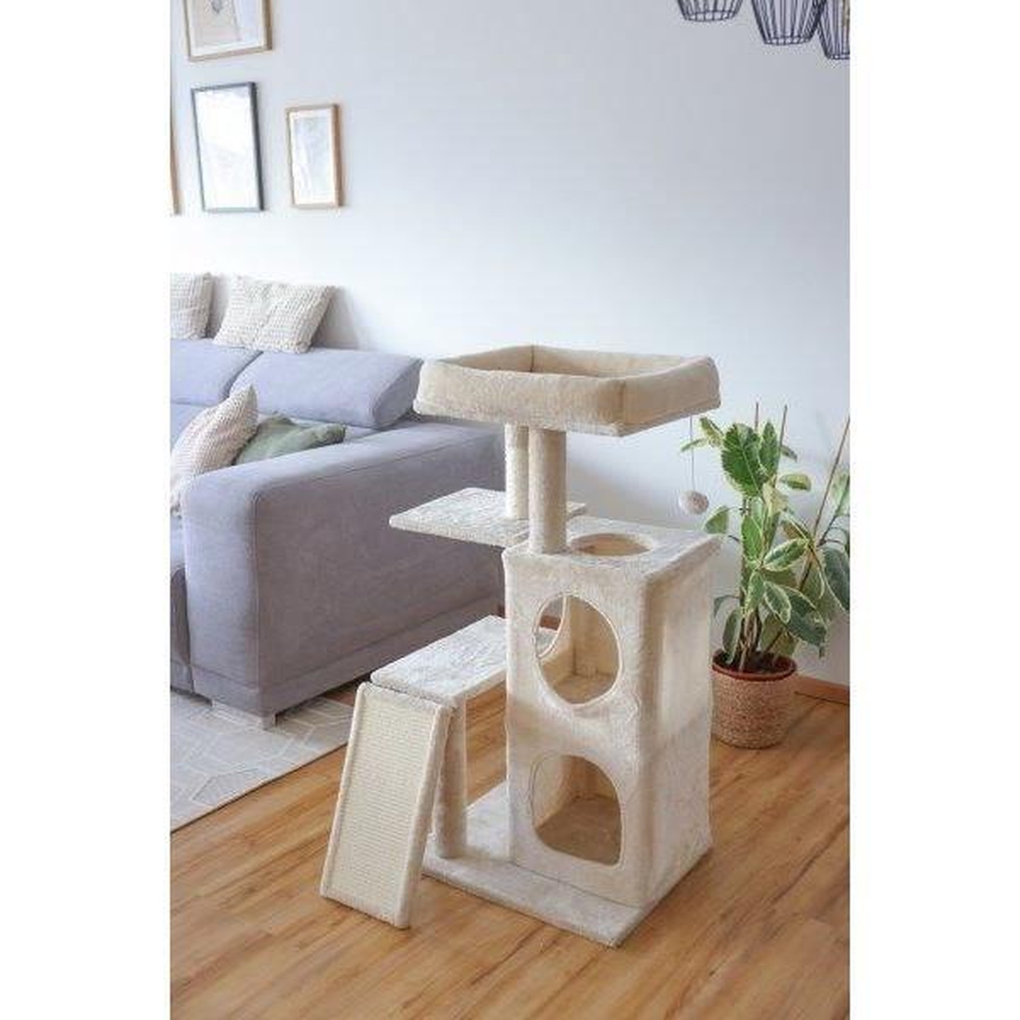 Voir la diapositive 4 : KERBL KERBL - Arbre a chat ALESSIA 100 cm - Moelleux - Alcôve a deux étages