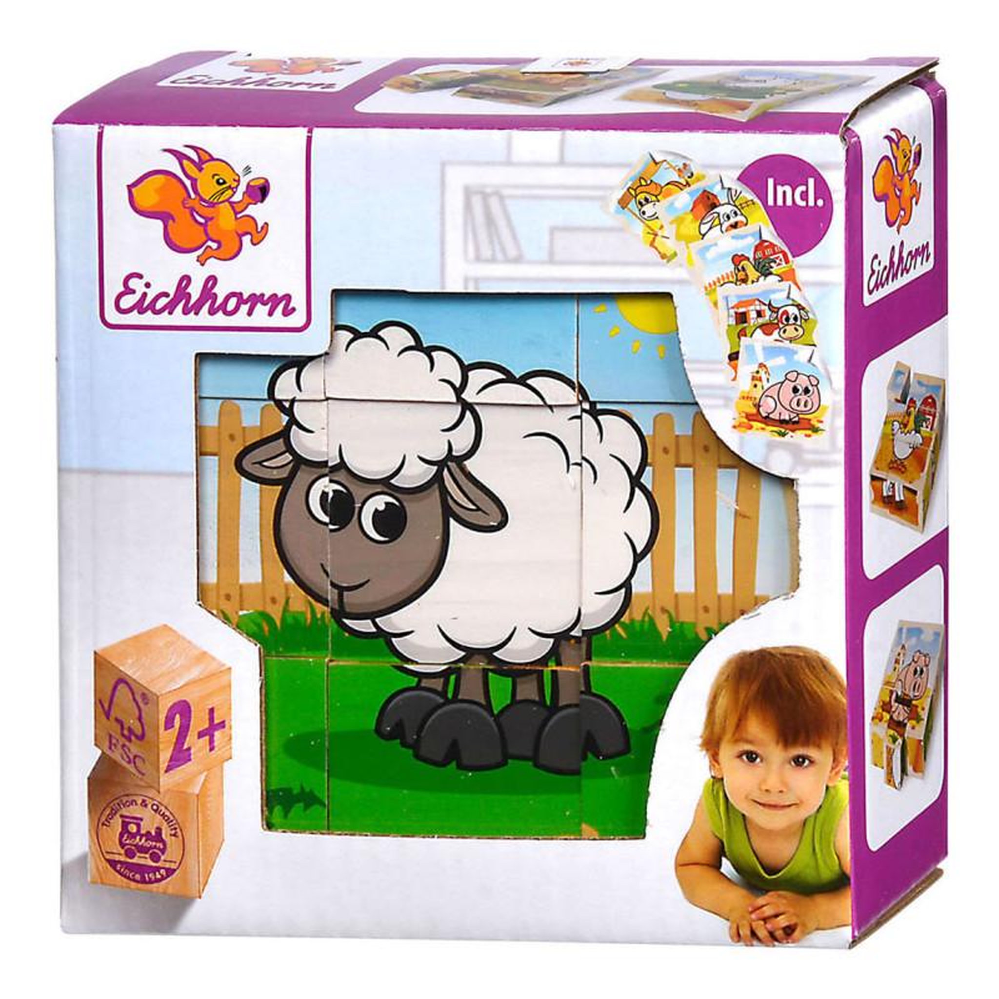 Eichhorn Eichhorn Puzzle cube en bois La ferme 9 pièces