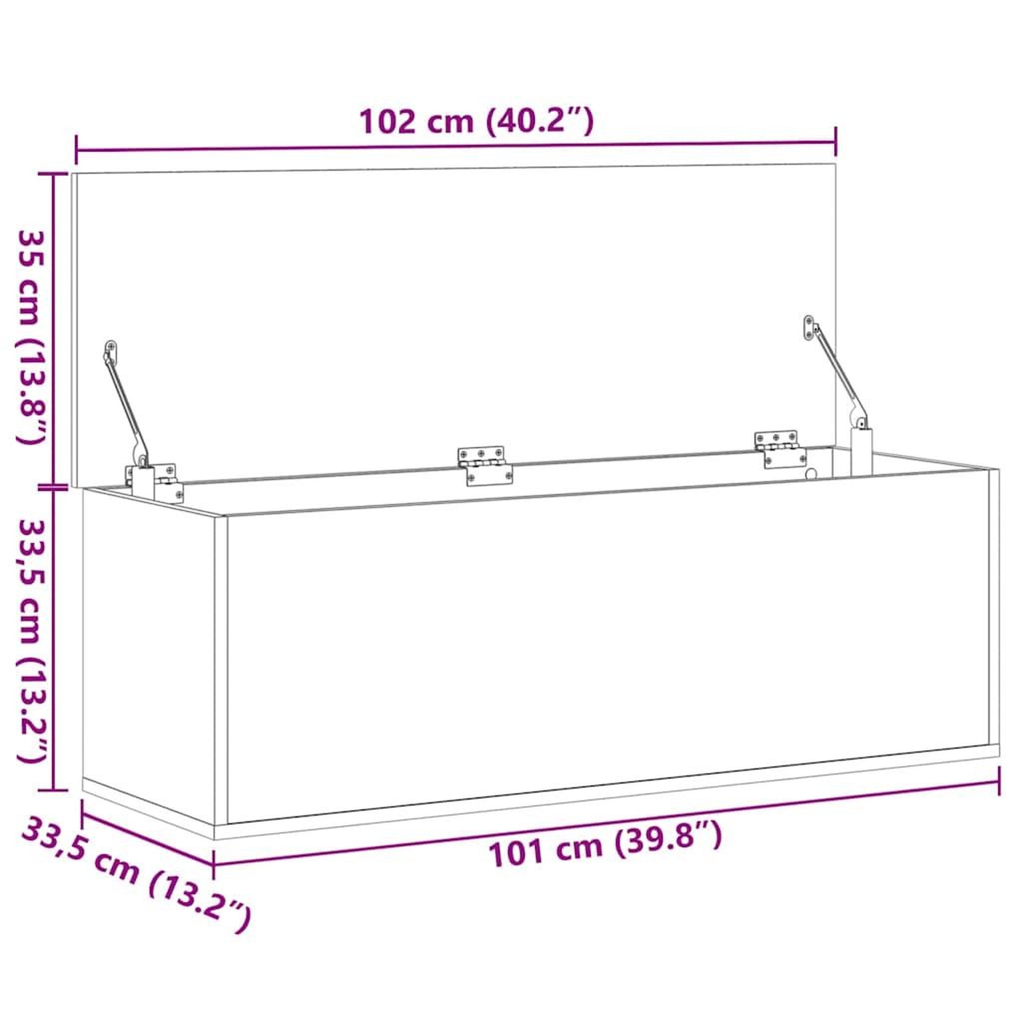 Voir la diapositive 6 : VIDAXL Boîte de rangement gris beton 102x35x35 cm bois d'ingenierie