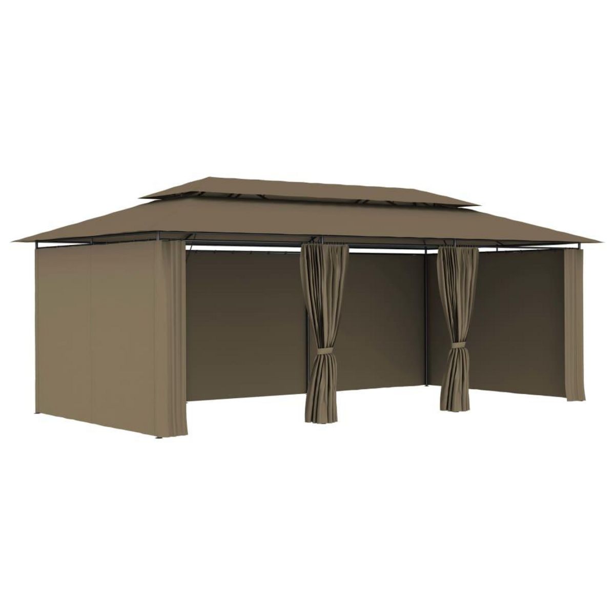 VIDAXL Belvedere avec rideaux 600x298x270 cm Taupe 180 g/m^2