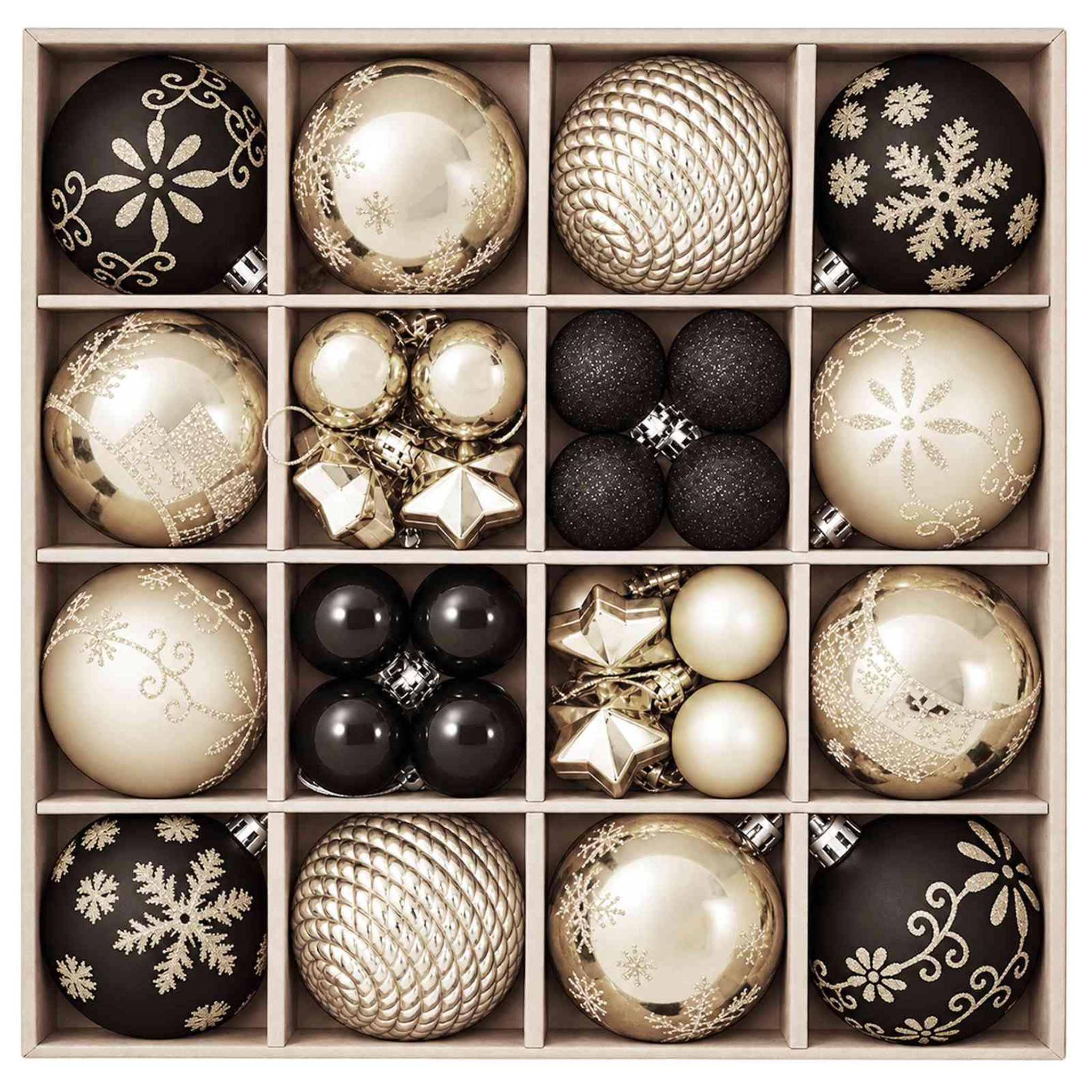 Voir la diapositive 4 : VIDAXL Ensemble de boules de Noël 88 pc Noir et Or Diam. 6 cm
