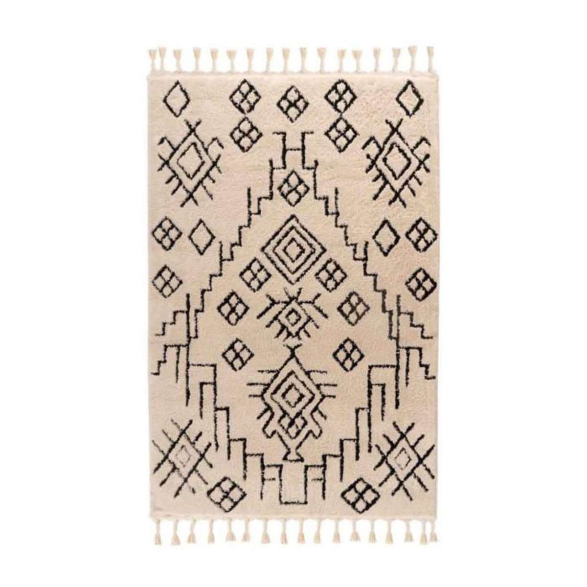 Paris Prix Tapis Tissé Ethnique avec Franges  Lovis V  Blanc