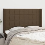 VIDAXL Tete de lit avec oreilles Marron fonce 147x16x118/128 cm Tissu