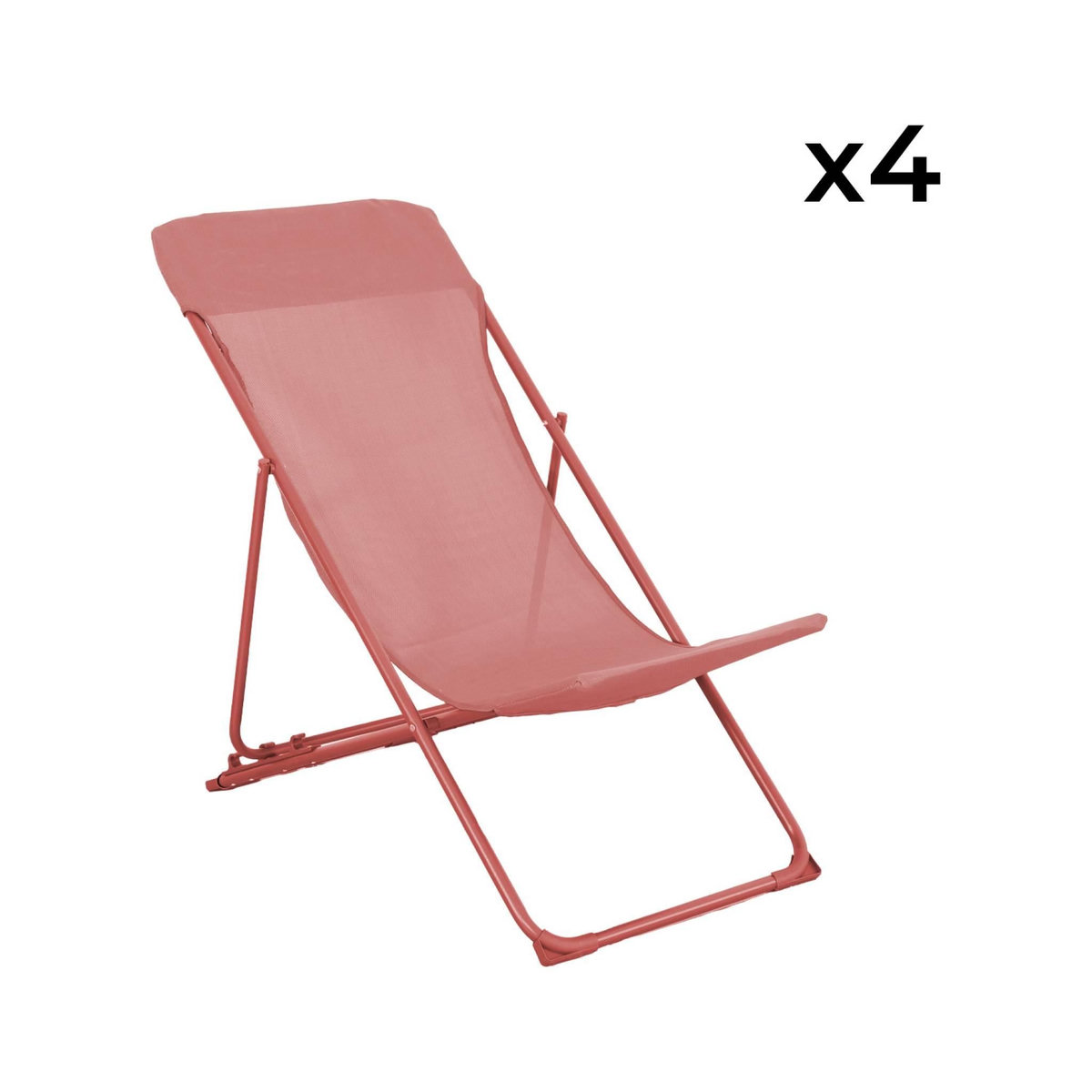 SWEEEK Lot de 4 chaises pliantes LIVORNO en acier / textilene. terracotta. 83 x 88 x 95 cm