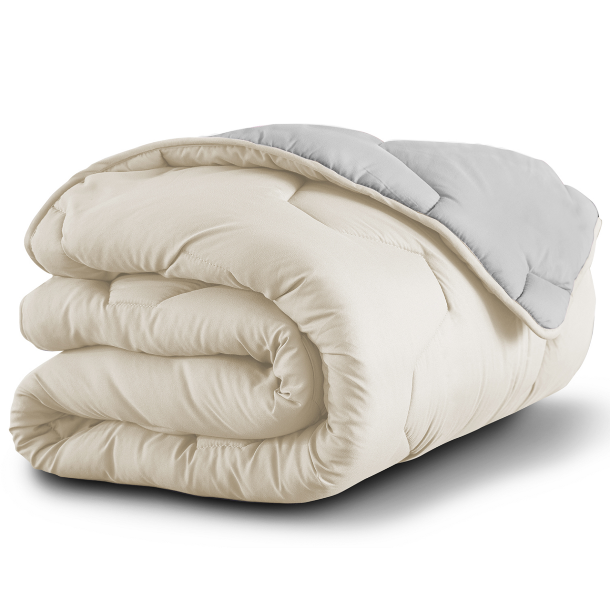 ID MARKET Couette 220x240 CM ABBY bicolore beige et gris 300 gr