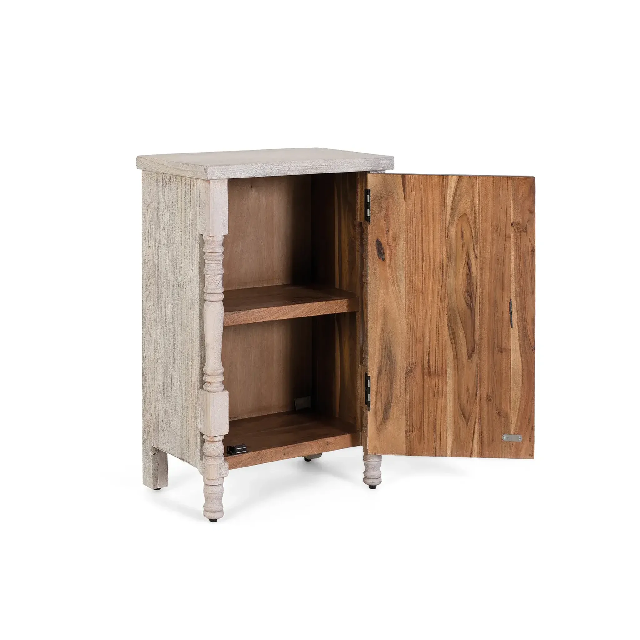 Voir la diapositive 4 : GINER Y COLOMER SL Table de chevet en bois de chêne récupéré 55cm style boho ethnique