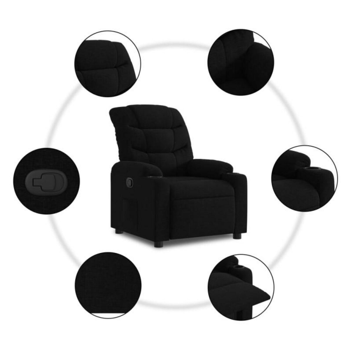 VIDAXL Fauteuil inclinable Noir Tissu