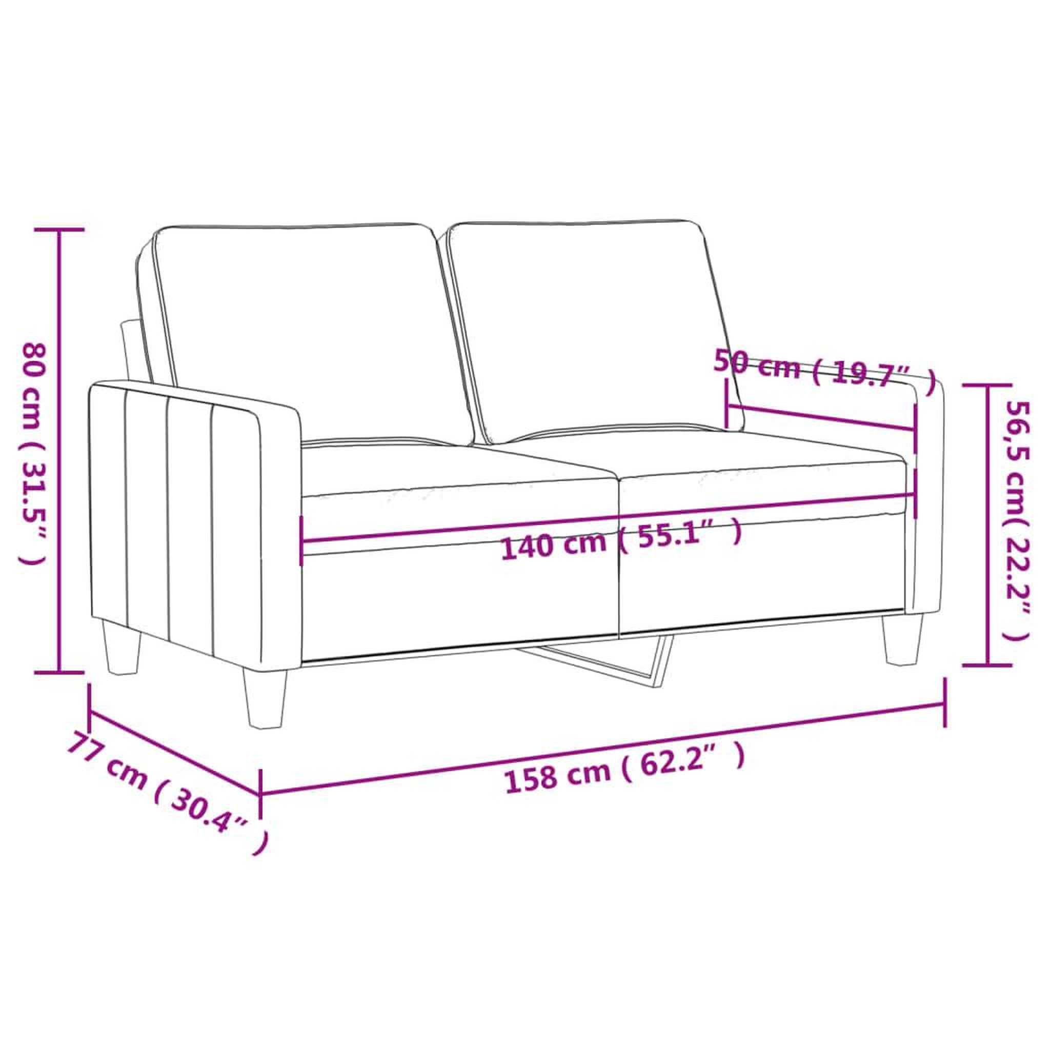 Voir la diapositive 6 : VIDAXL Canape a 2 places Rouge bordeaux 140 cm Velours