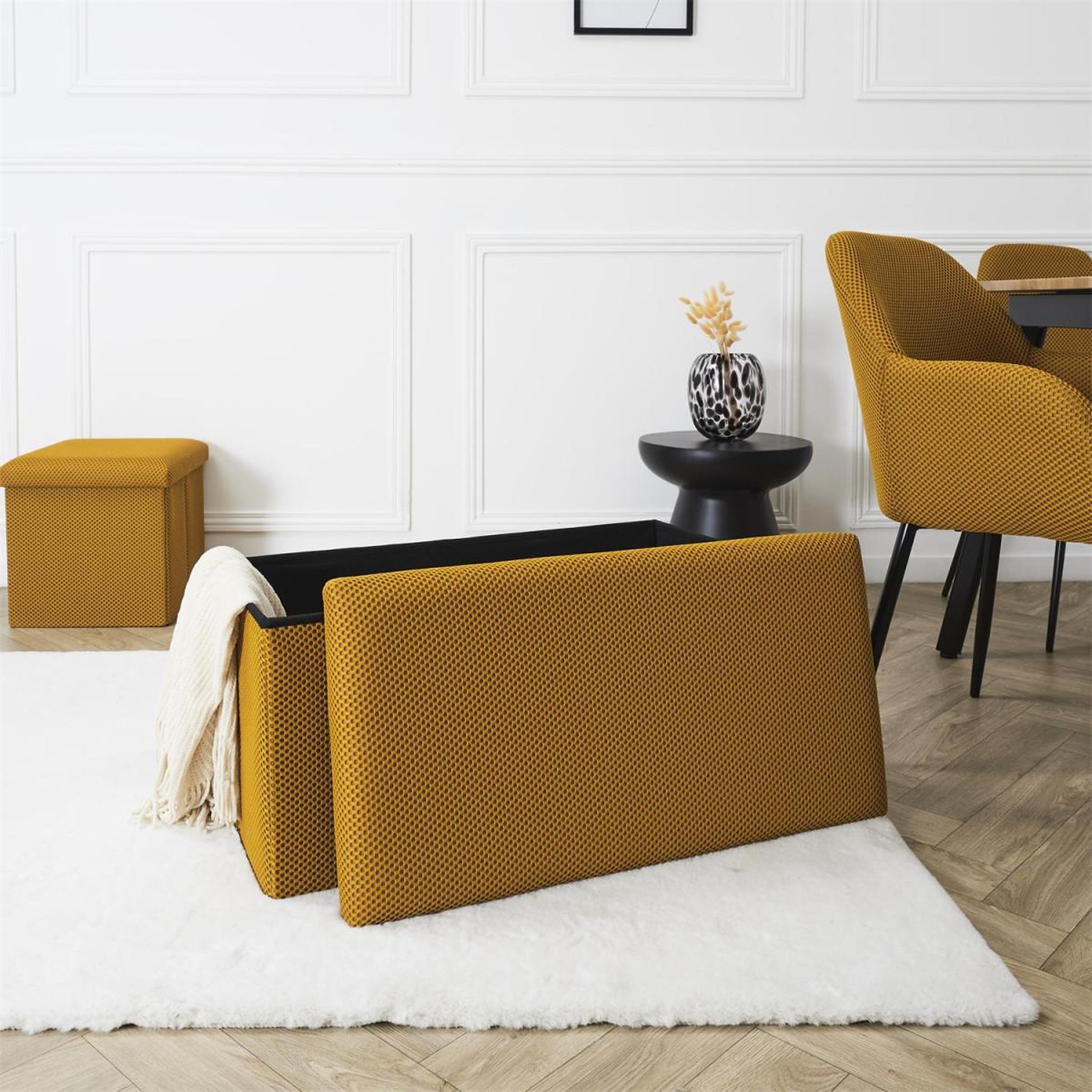 Voir la diapositive 6 : The Home Deco Factory Banquette coffre pliable  atome  76cm jaune