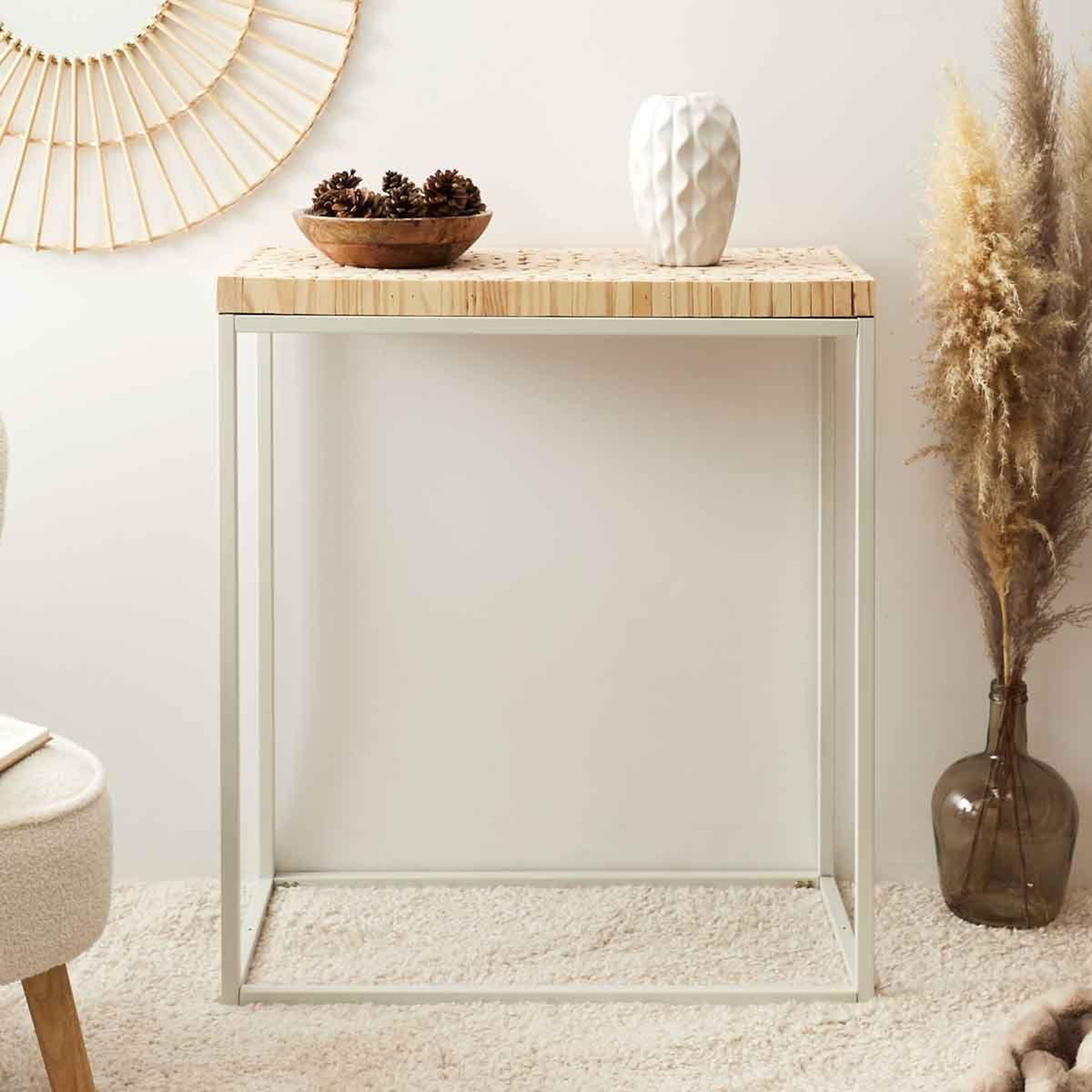 Voir la diapositive 5 : The Home Deco Factory Console en bois  rondin  84cm naturel