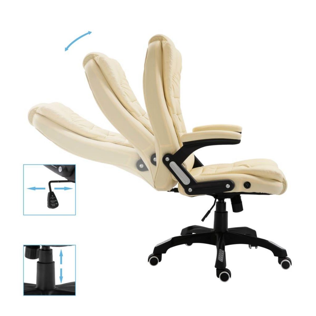 VIDAXL Chaise de bureau Creme Similicuir