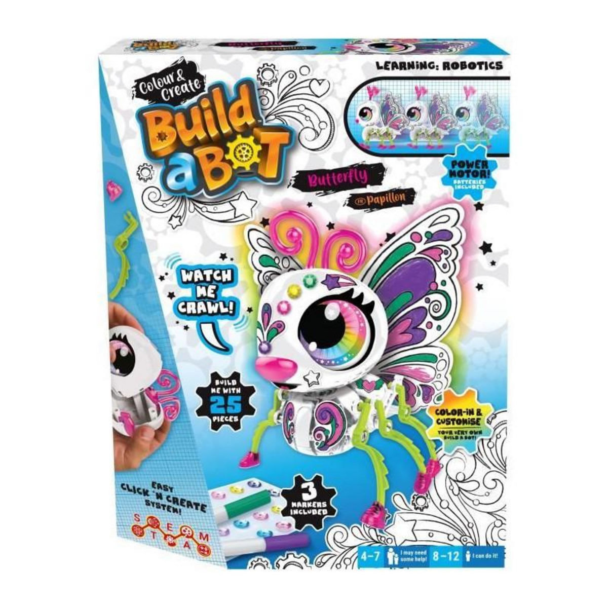 Crayola Papillon Robot intéractif a construire et personnaliser - Color & Create - CRAYOLA - Des 4 ans