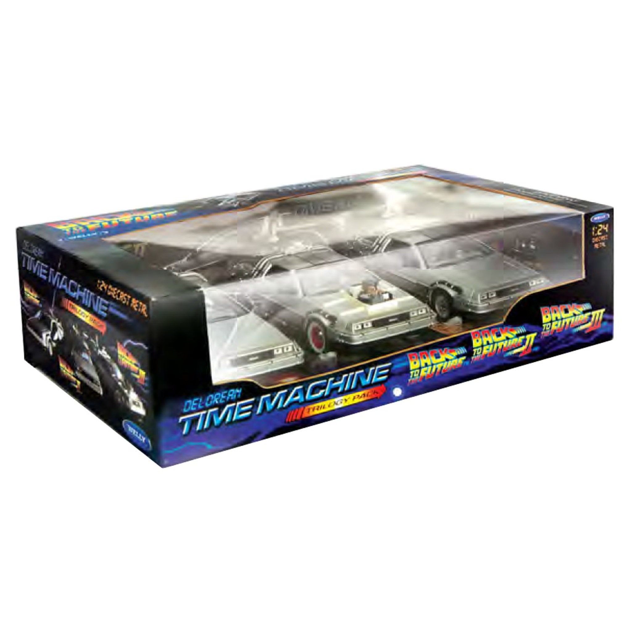 Voir la diapositive 2 : Globo Coffret Delorean 3 voitures échelle 1:24 Retour vers le Futur