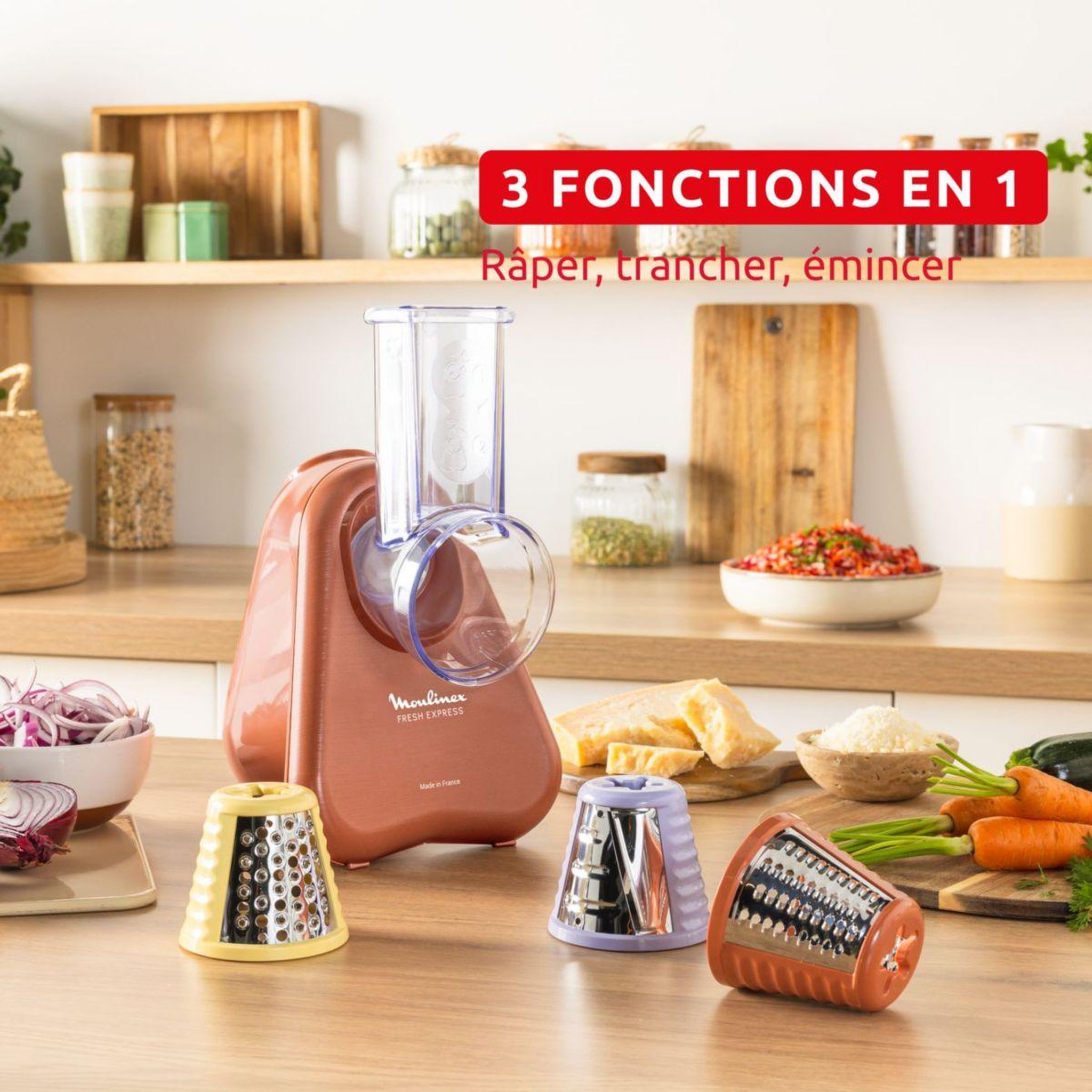 Voir la diapositive 2 : MOULINEX Rapeur trancheur fresh express dk853je0