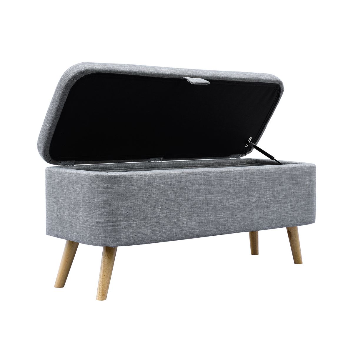 Bout de lit avec coffre en tissu  et pieds bois LAHTI