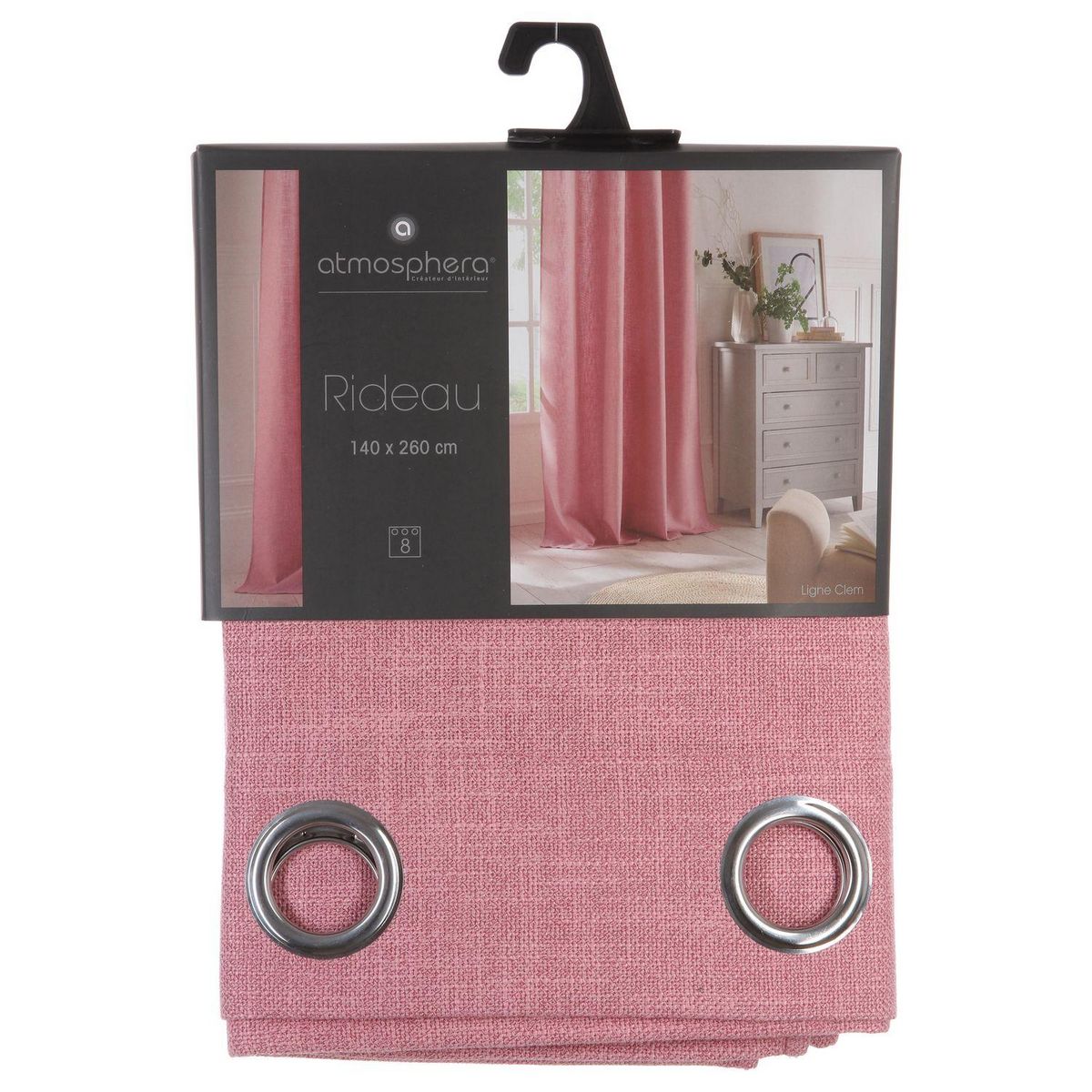 ATMOSPHERA Rideau Clem - 140 x 260 cm - Rose foncé