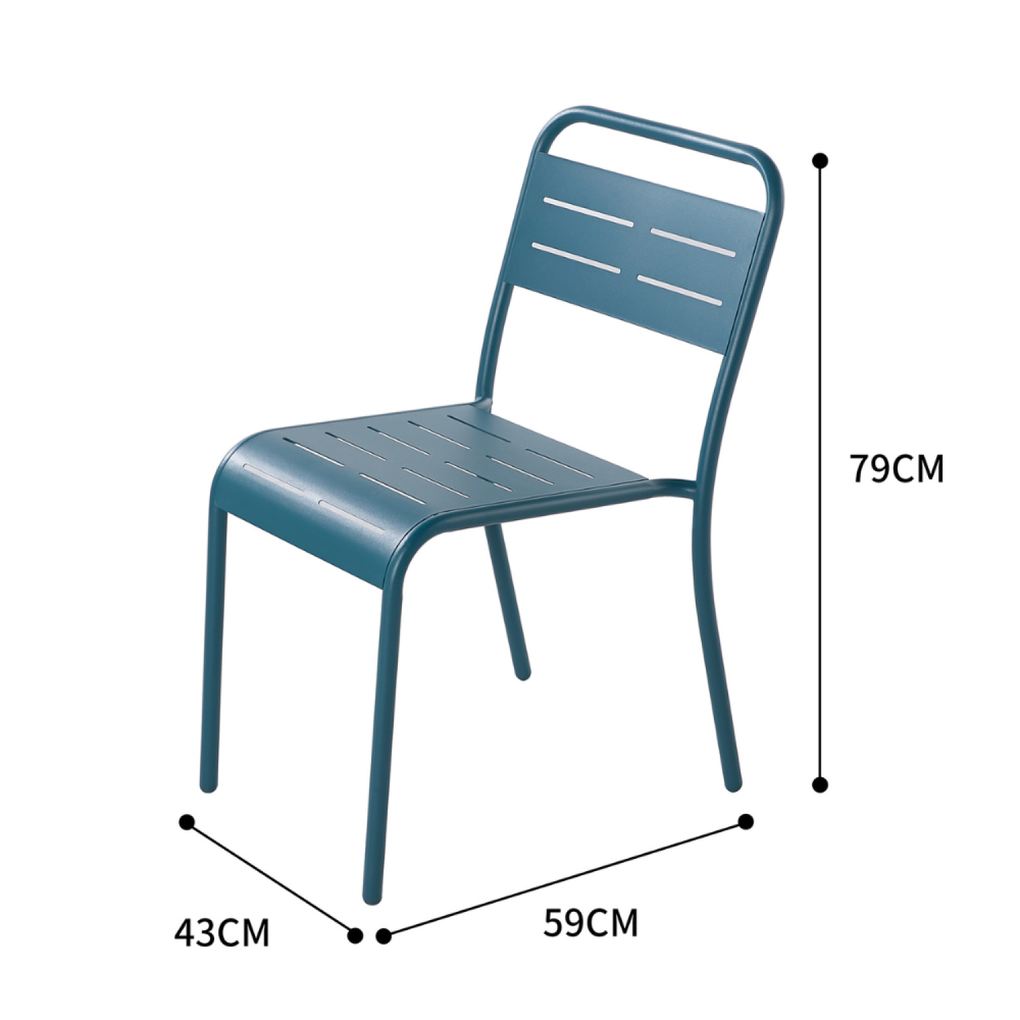 Voir la diapositive 4 : CONCEPT USINE Lot de 4 chaises en acier bleu bergame