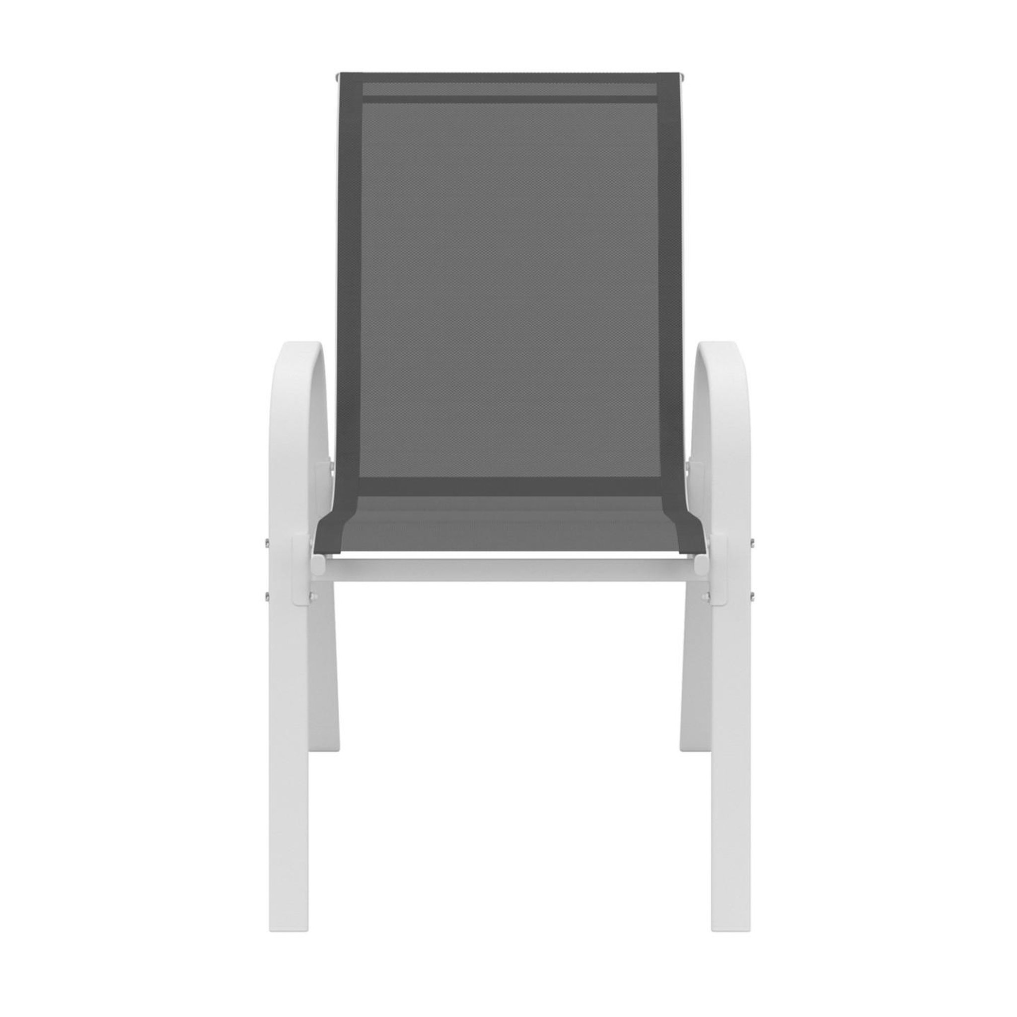 Voir la diapositive 3 : ID MARKET Lot de 4 chaises de jardin lyma métal et textilène empilables blanc et gris