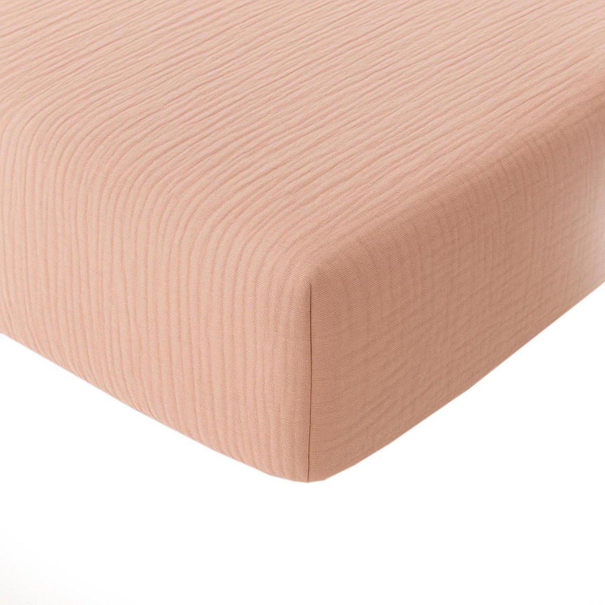 BATON ROUGE Drap housse 100%gaze de coton lavé rose lotus