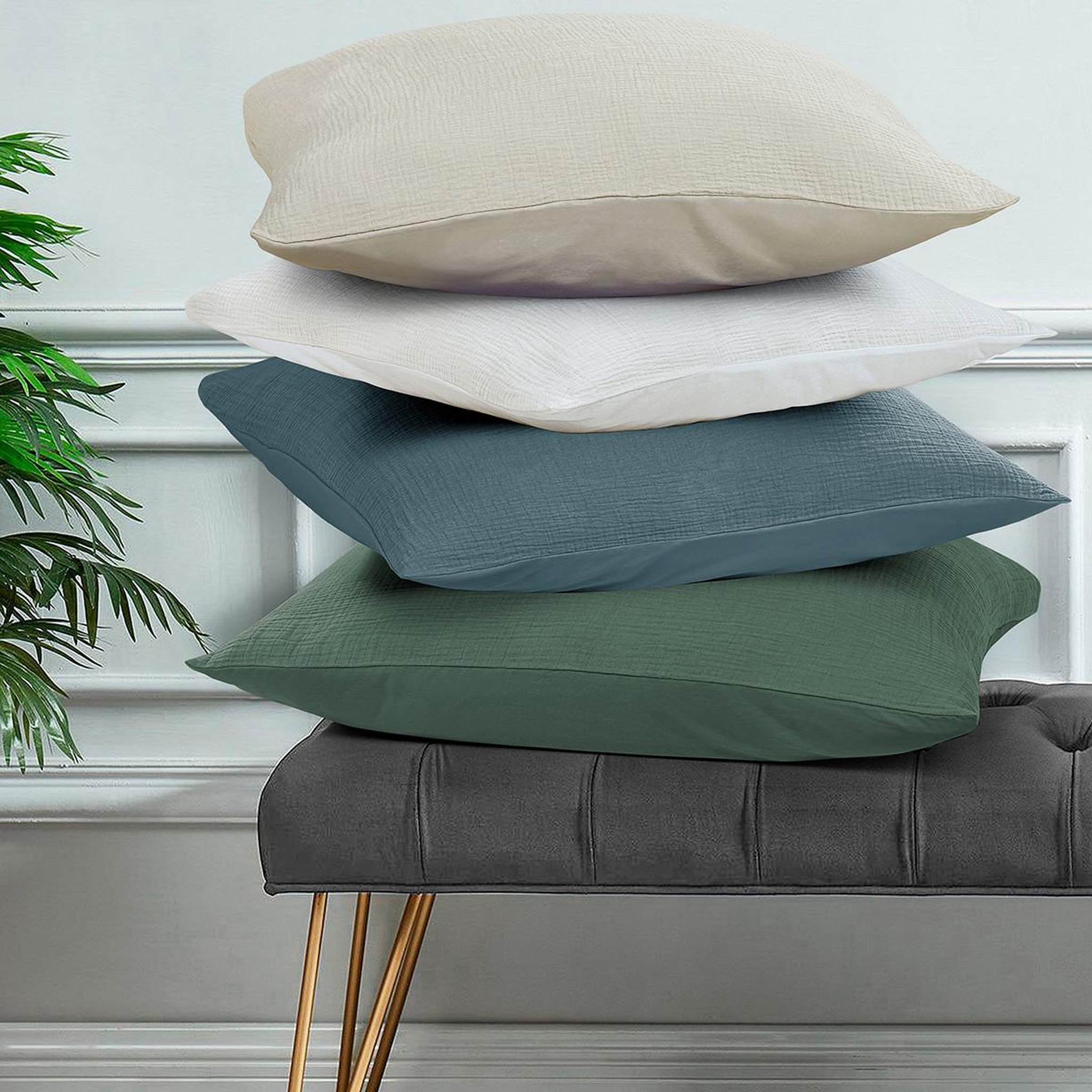 Voir la diapositive 6 : FUTURE HOME Parure de lit simple en gaze de coton