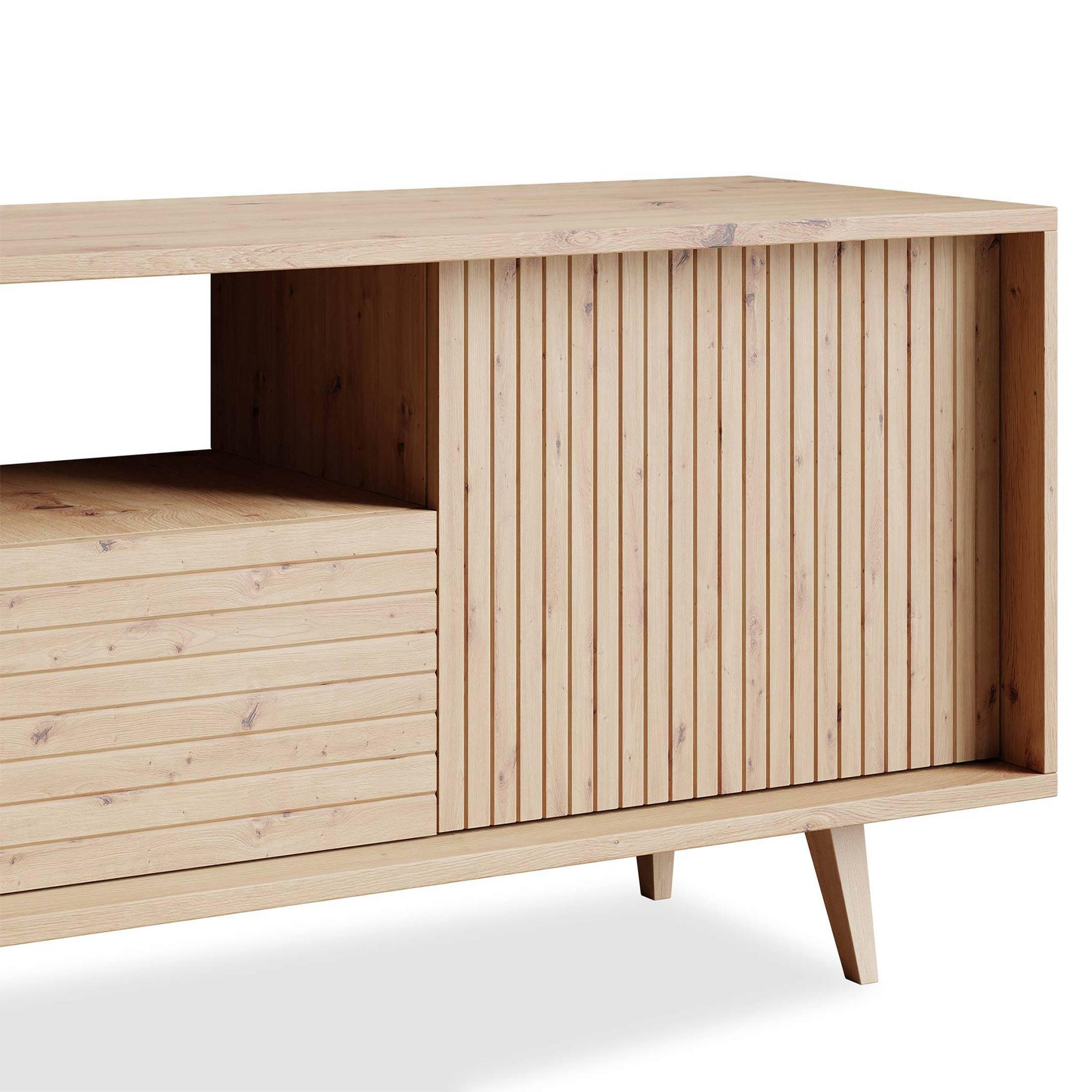 Voir la diapositive 2 : BEST MOBILIER Diego - meuble tv - effet bois - 2 portes et 1 niche -180 cm