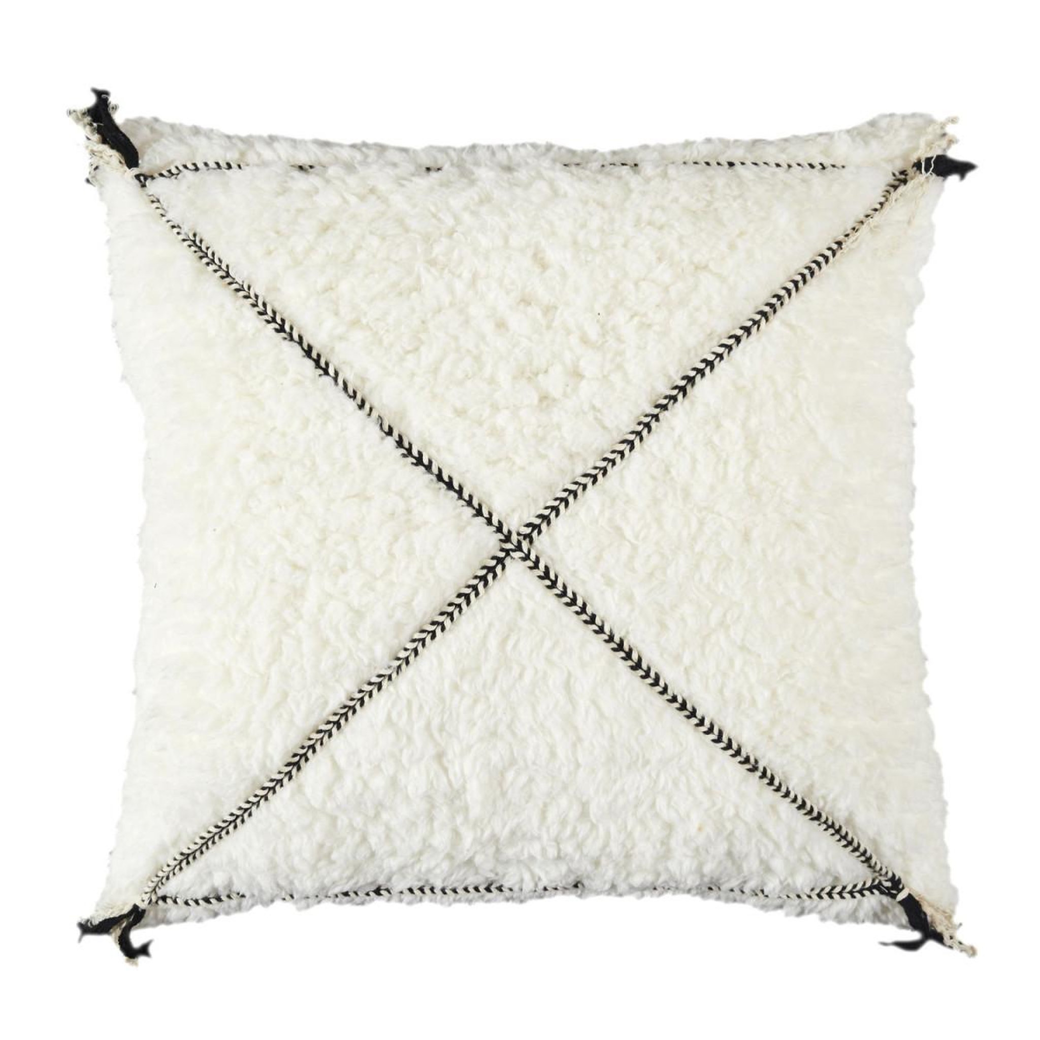 The Home Deco Factory Coussin sherpa tressé  crush  40x40cm blanc