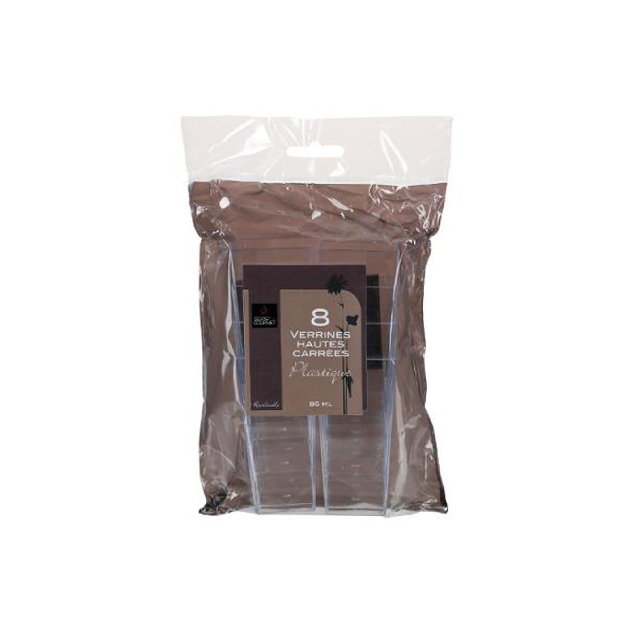 Voir la diapositive 4 : FIVE Lot de 8 verrines plastique réutilisable  carré  8,5cl transparent