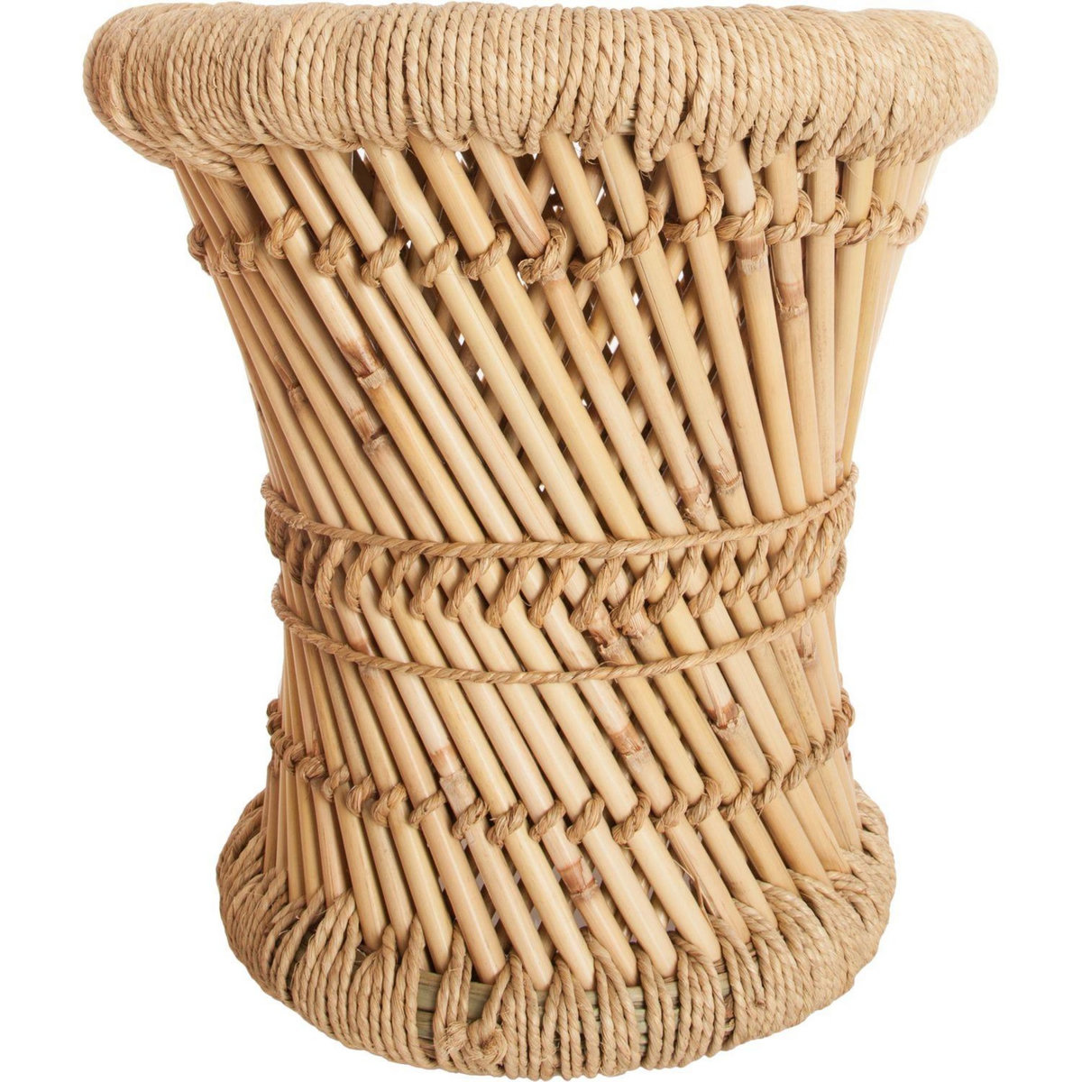 ATMOSPHERA 2 Tables gigognes en bambou et corde Nomade - Diam. 30/38 cm - Marron