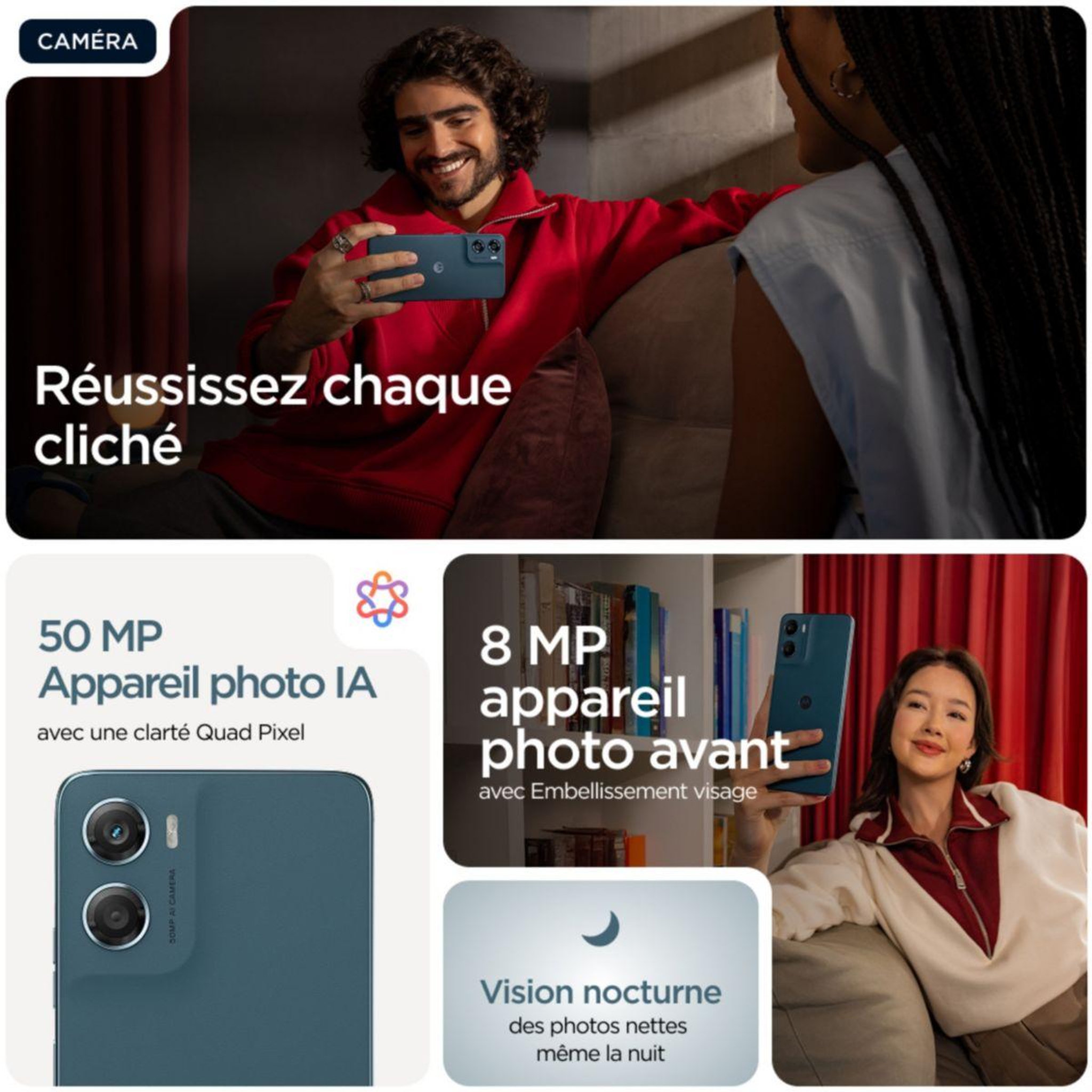 Voir la diapositive 5 : MOTOROLA Smartphone pack g06 power 4g 256go bleu + moto buds bass
