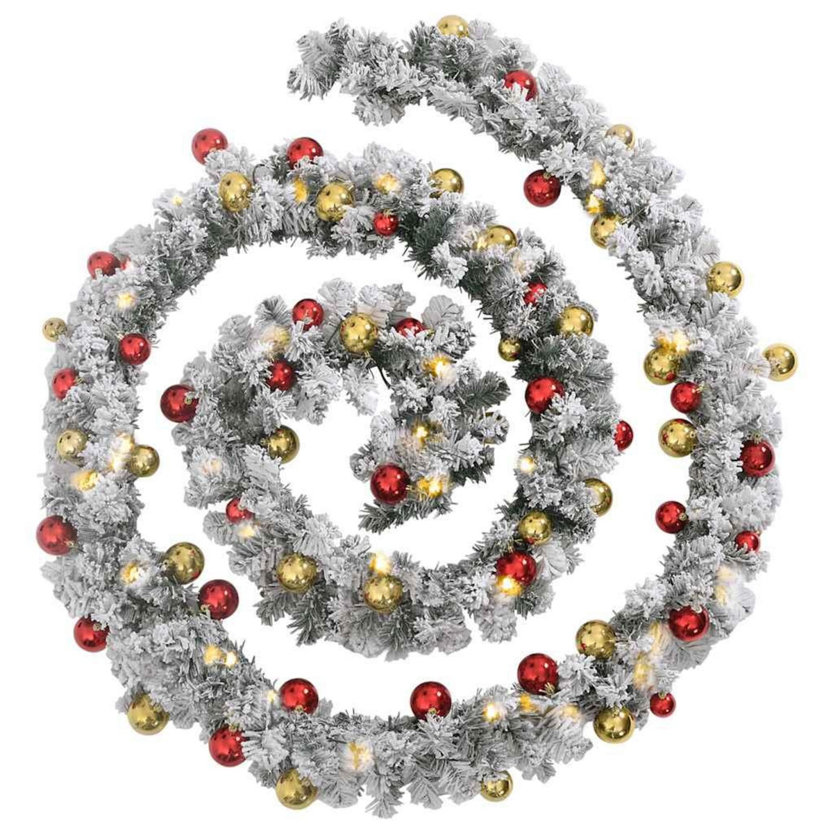 VIDAXL Guirlande de Noël avec boules et lumieres LED vert 5 m PVC