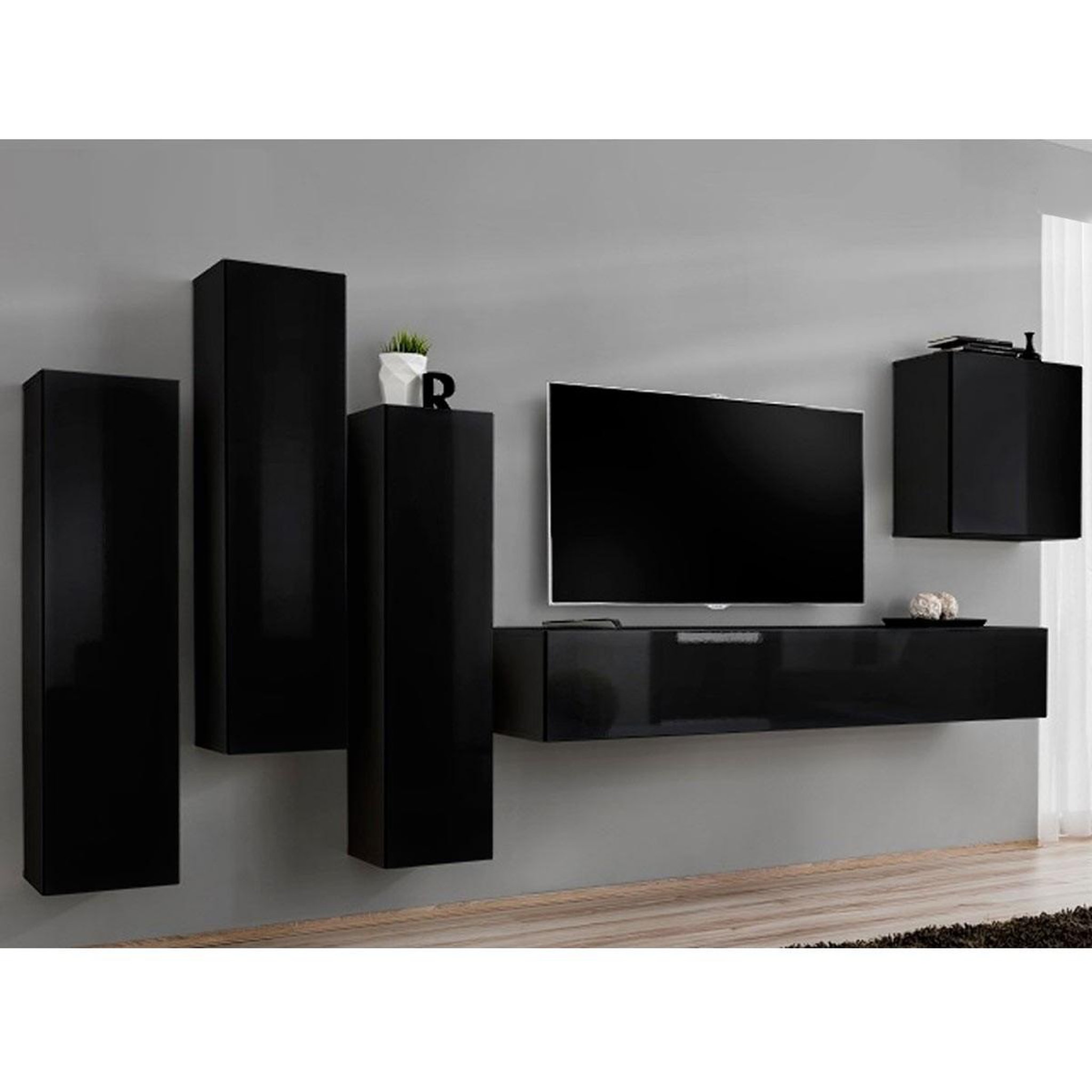 Paris Prix Meuble tv mural design  switch ii  270cm noir