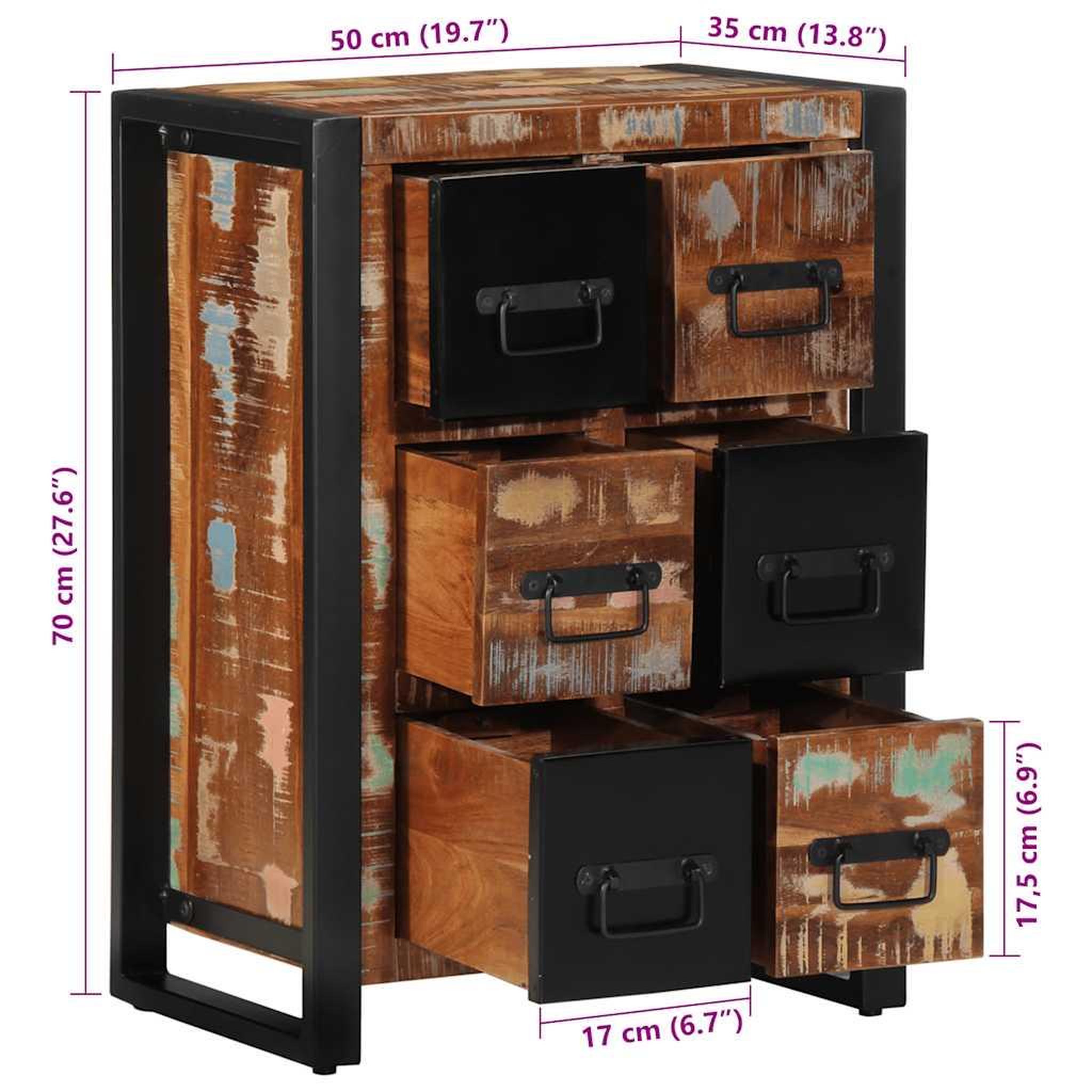 Voir la diapositive 6 : VIDAXL Buffet 50x35x70 cm bois massif de recuperation