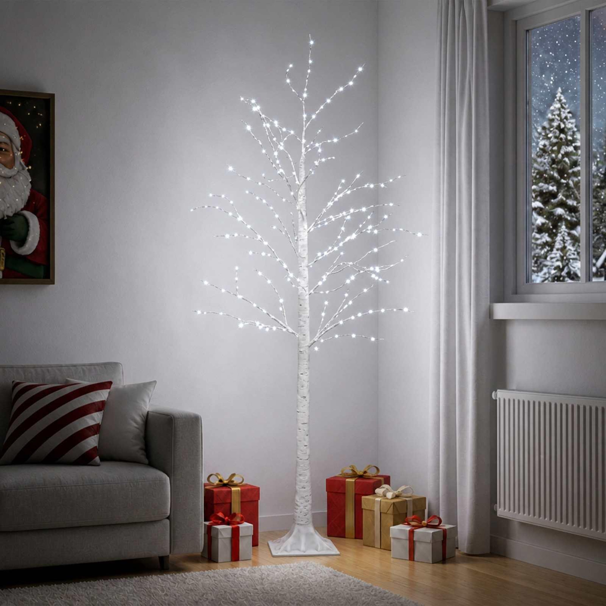 Voir la diapositive 2 : VIDAXL Arbre de Noël en bouleau Blanc 22 x 22 x 180 cm Plastique