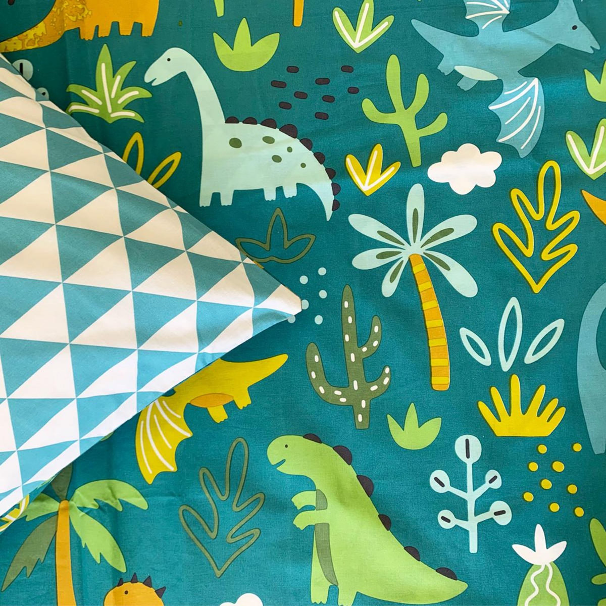 FUTURE HOME Parure de lit enfant réversible imprimé Dinosaure 140x200cm