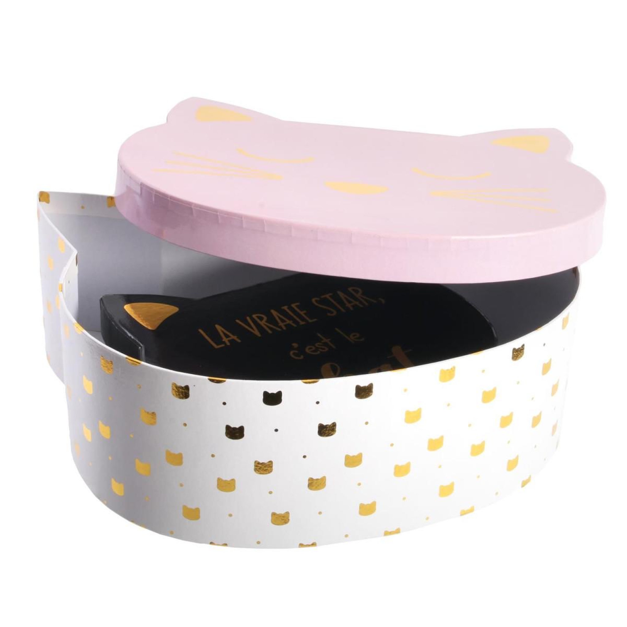 Voir la diapositive 4 : The concept Factory Lot de 2 boîtes de rangement  chat  25cm rose