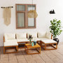 Voir la diapositive 1 : VIDAXL Salon de jardin 7 pcs avec coussin Creme Bois d'acacia solide