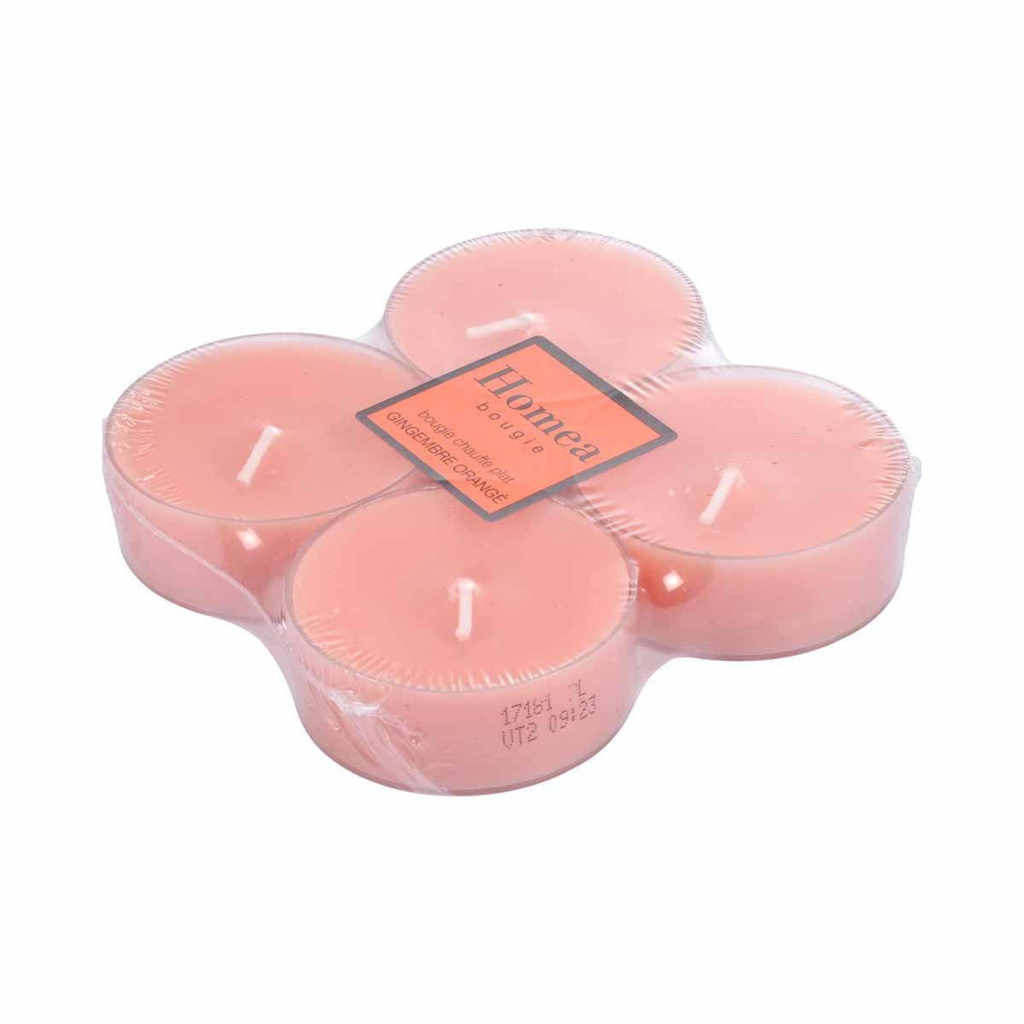 Voir la diapositive 2 : HOMEA Lot de 4 bougies parfumées chauffe-plat  trendie  gingembre orange