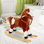 HOMCOM Cheval à bascule cheval de cowboy effet sonore selle rênes marron blanc