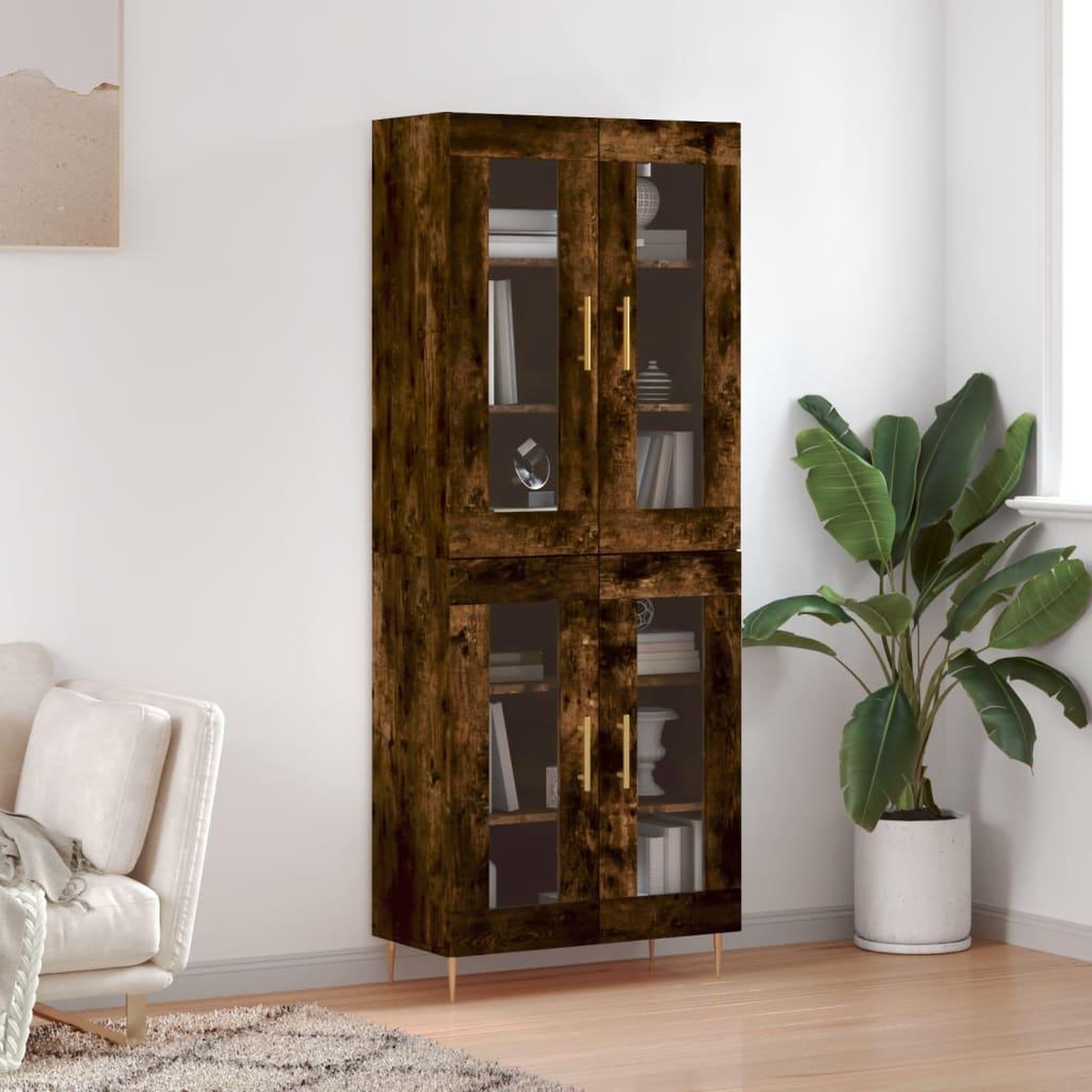 VIDAXL Buffet haut Chene fume 69,5x34x180 cm Bois d'ingenierie