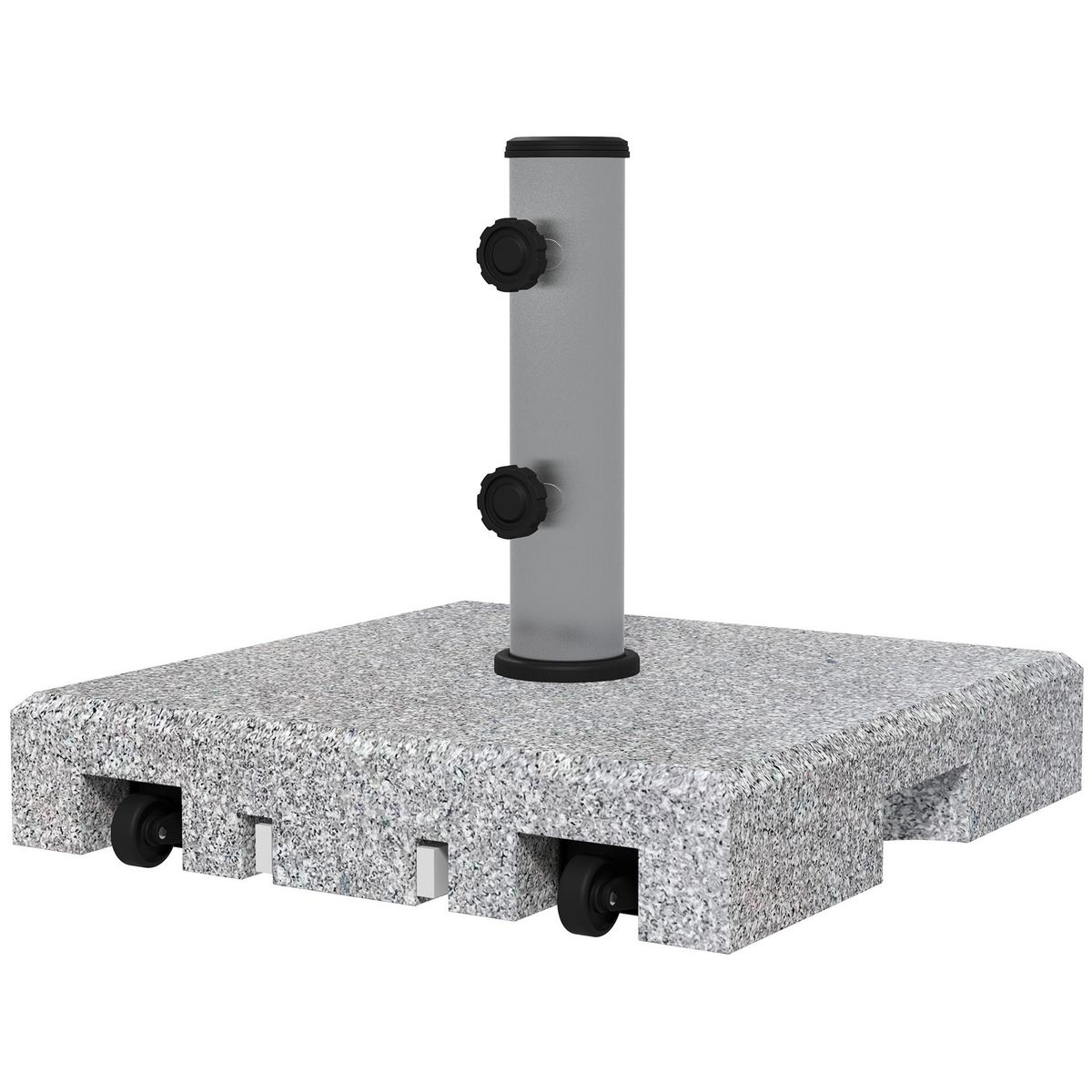 OUTSUNNY Pied de parasol - Base de lestage en granite carré 28 Kg 2 roulettes poignée