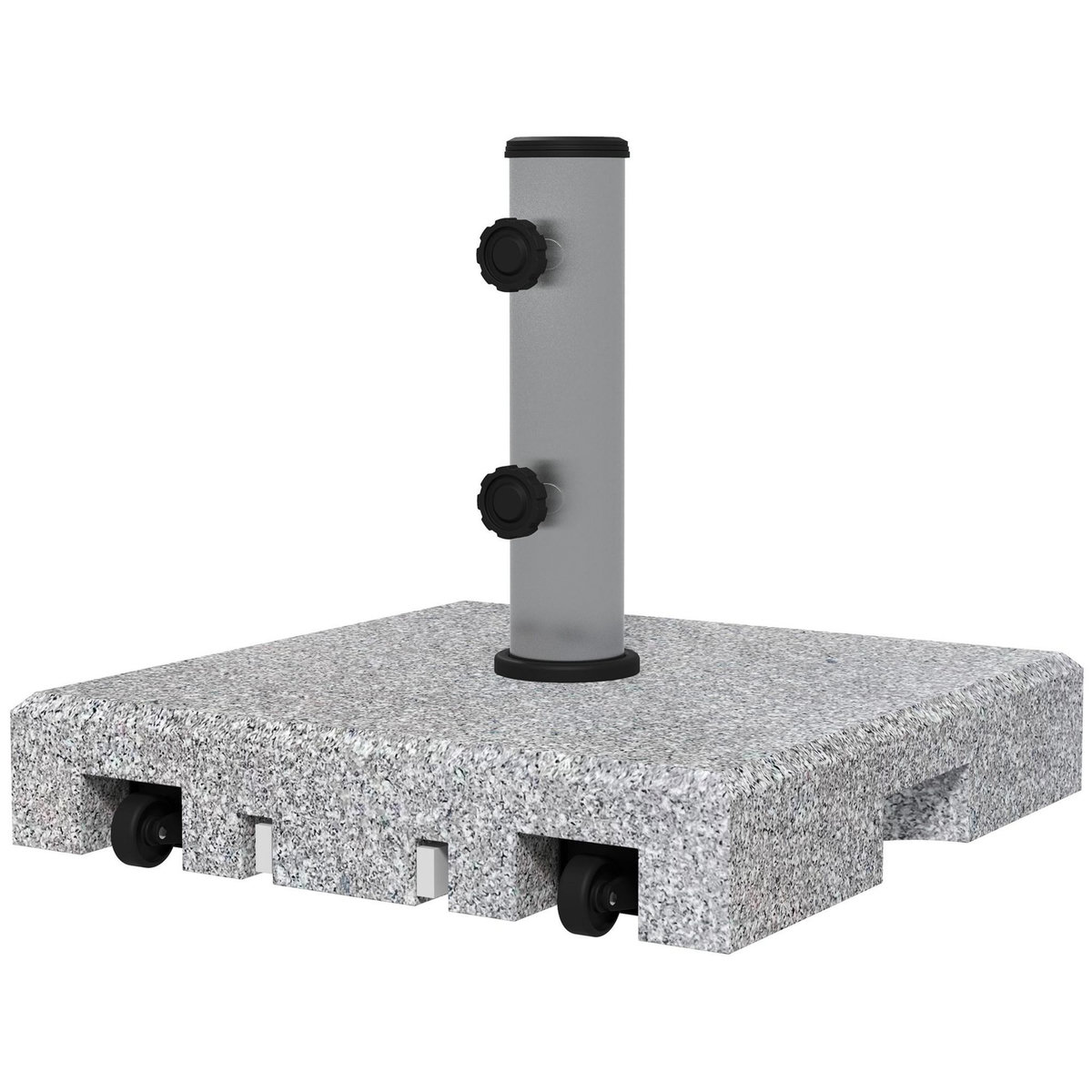 OUTSUNNY Pied de parasol - Base de lestage en granite carré 28 Kg 2 roulettes poignée