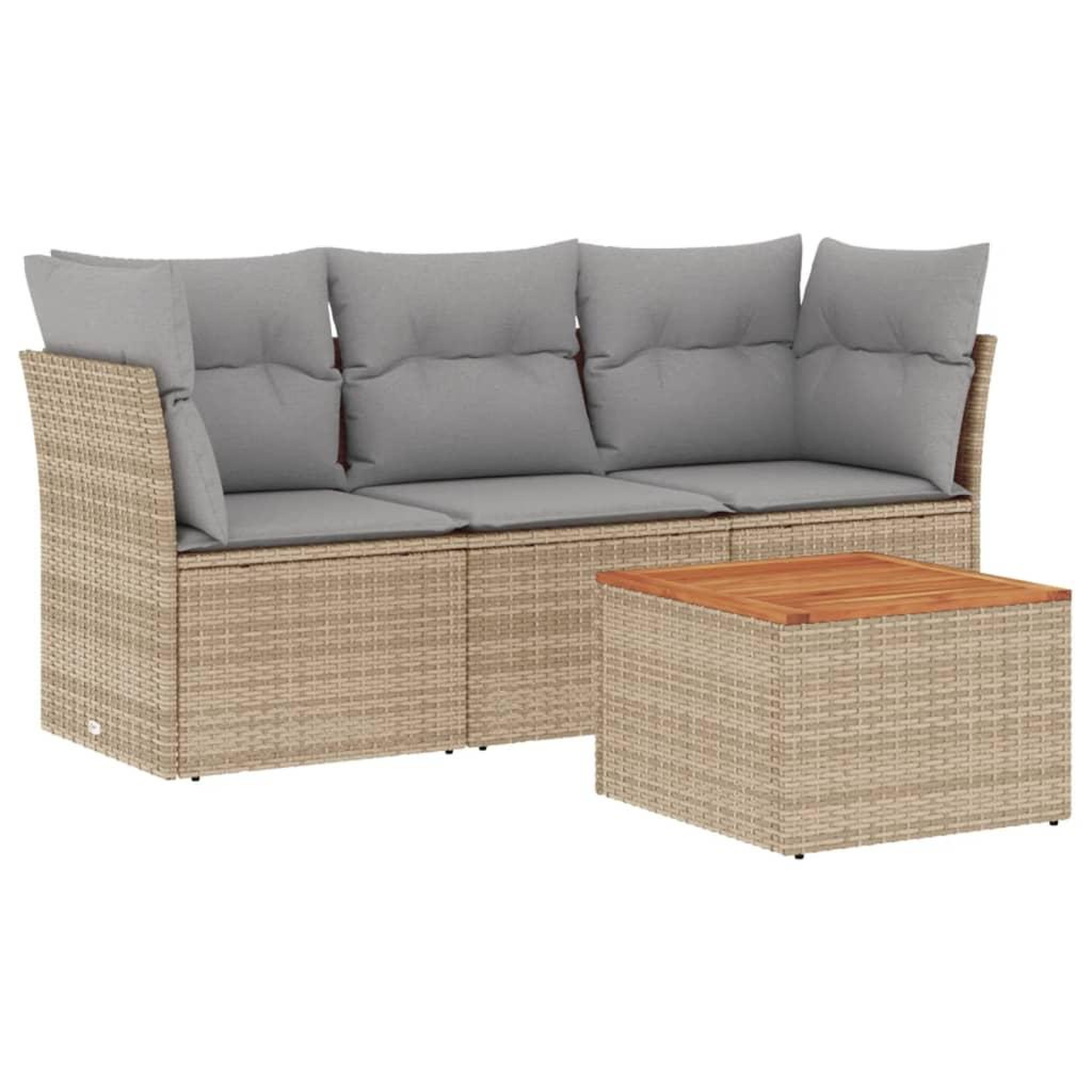 Voir la diapositive 2 : VIDAXL Salon de jardin avec coussins 4pcs melange beige resine tressee