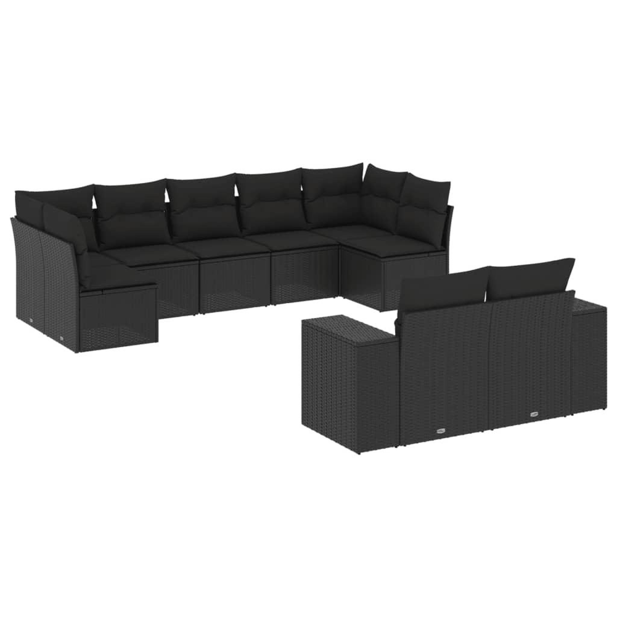 Voir la diapositive 2 : VIDAXL Salon de jardin 9 pcs avec coussins noir resine tressee