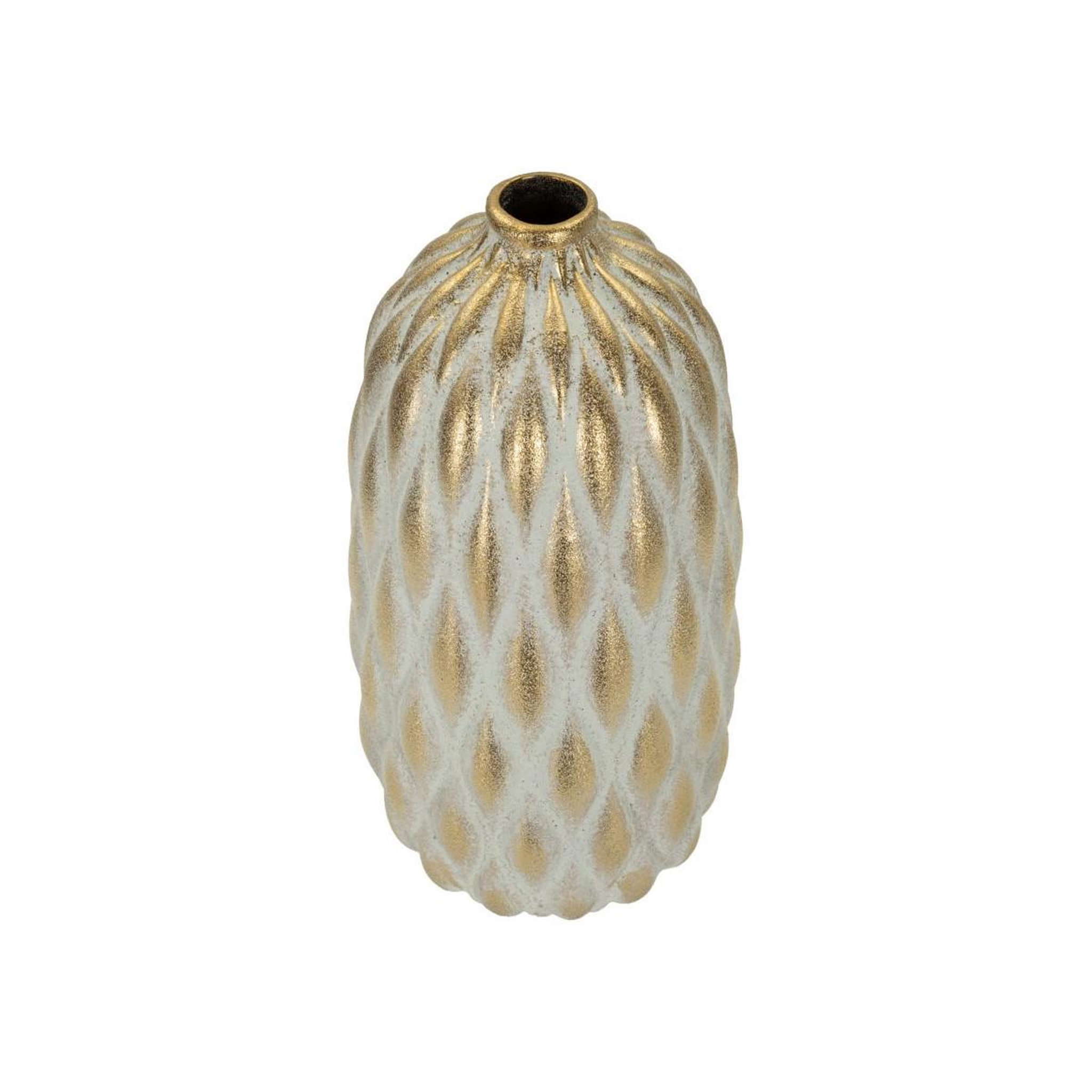 Voir la diapositive 2 : Paris Prix Vase déco en céramique  pepitas  37cm gris & or