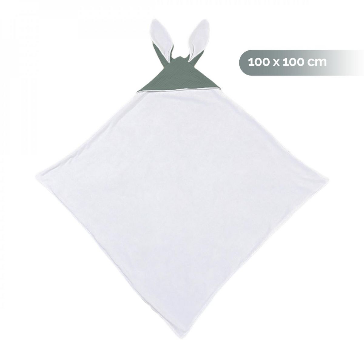Monsieur Bébé Cape, sortie de bain pour bébé intérieur 100 % coton - 100 x 100 cm - Lapin - Vert bleu
