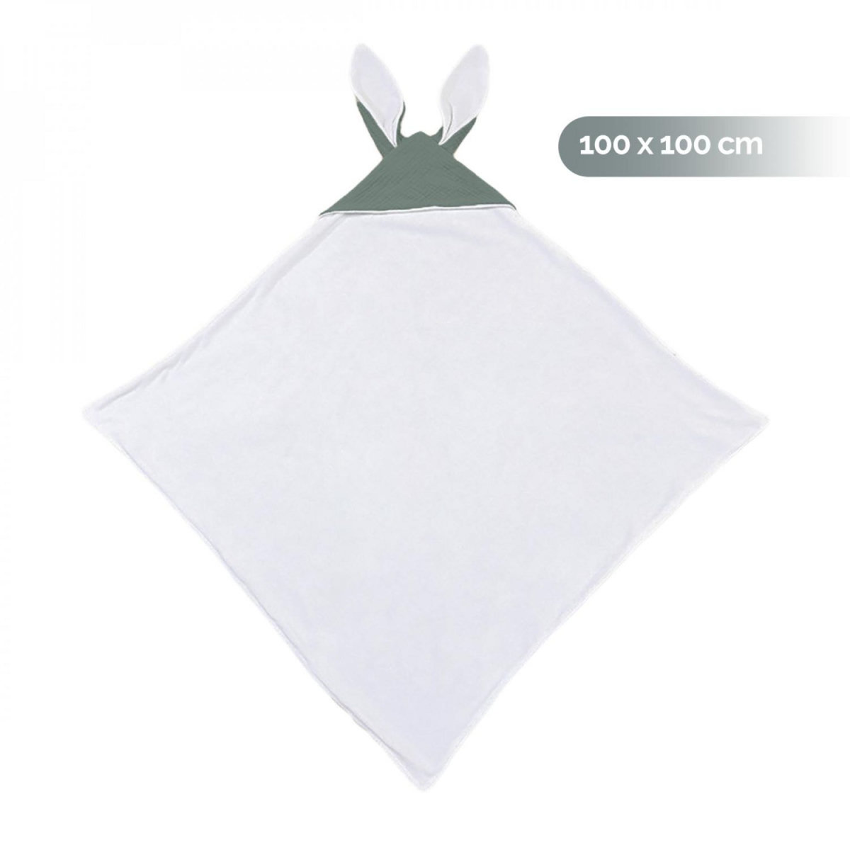 Monsieur Bébé Cape, sortie de bain pour bébé intérieur 100 % coton - 100 x 100 cm - Lapin - Vert bleu