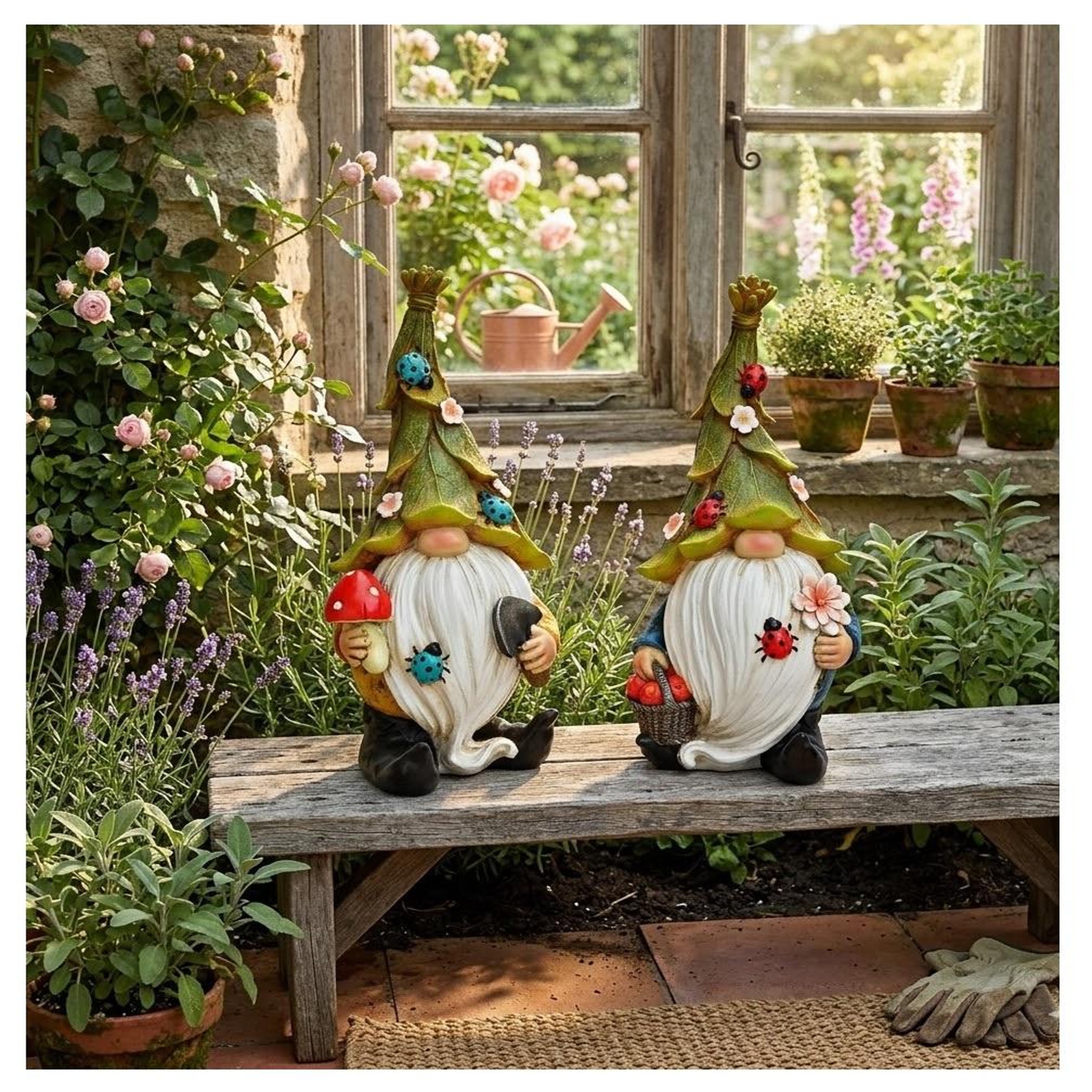 Voir la diapositive 2 : Eden Lot de 2 décorations lutins de jardin