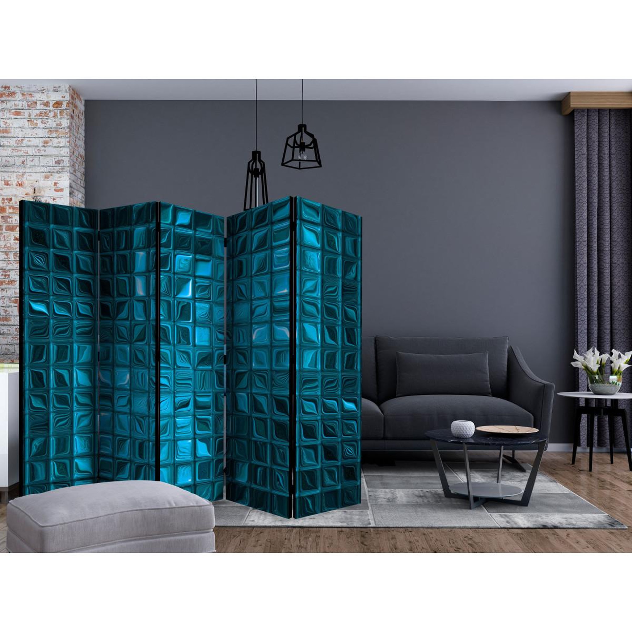 Voir la diapositive 2 : Paris Prix Paravent 5 volets  azure mosaic  172x225cm