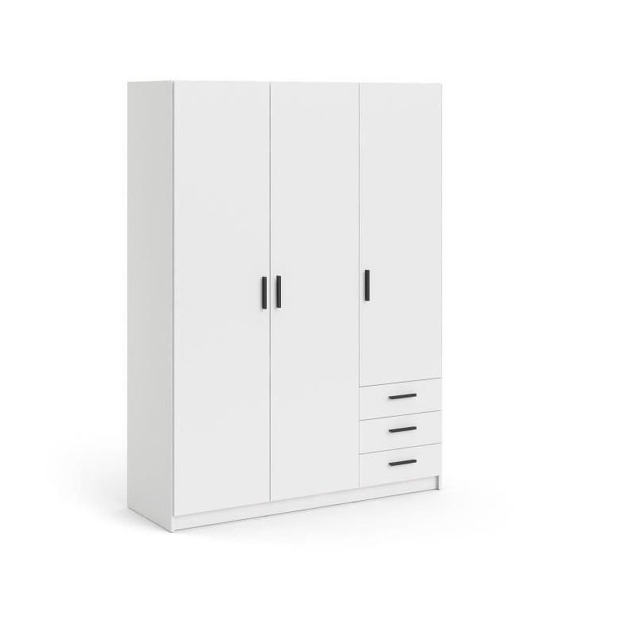 TVILUM Armoire VEGA - Décor Blanc mat - 3 portes + 3 tiroirs - L 147 x P 49,6 x H 200,4 cm - TVILUM
